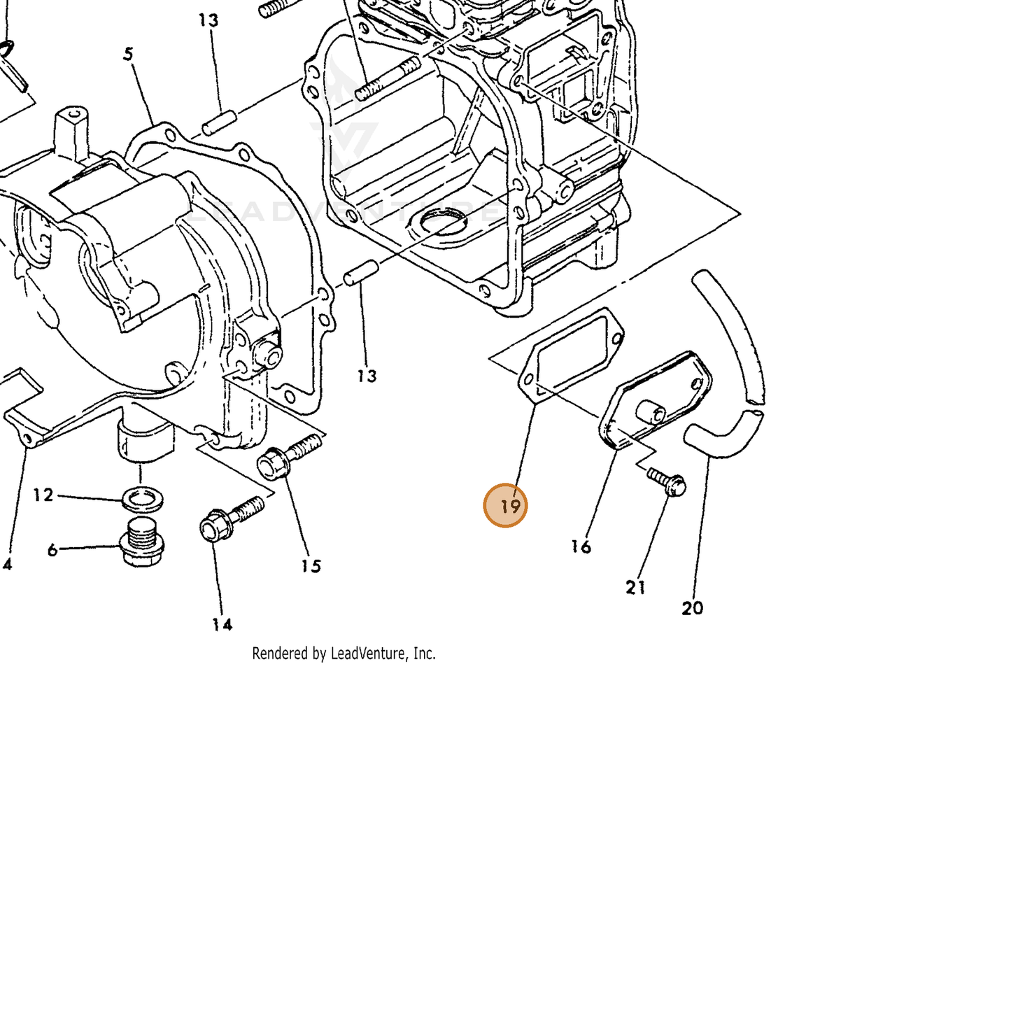 ECHO part Y16056003070 — IPL diagram snippet (6x zoom, amber highlight)
