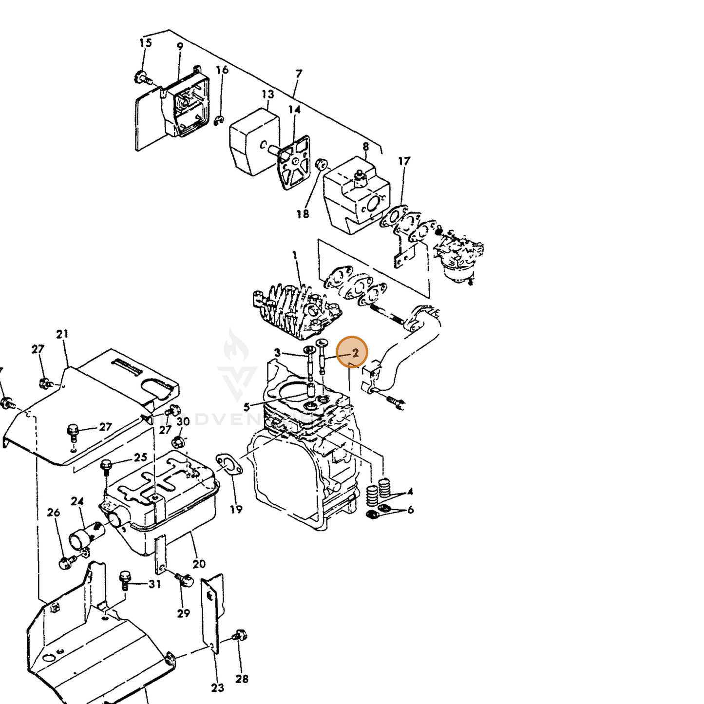 ECHO part Y16056011100 — IPL diagram snippet (6x zoom, amber highlight)