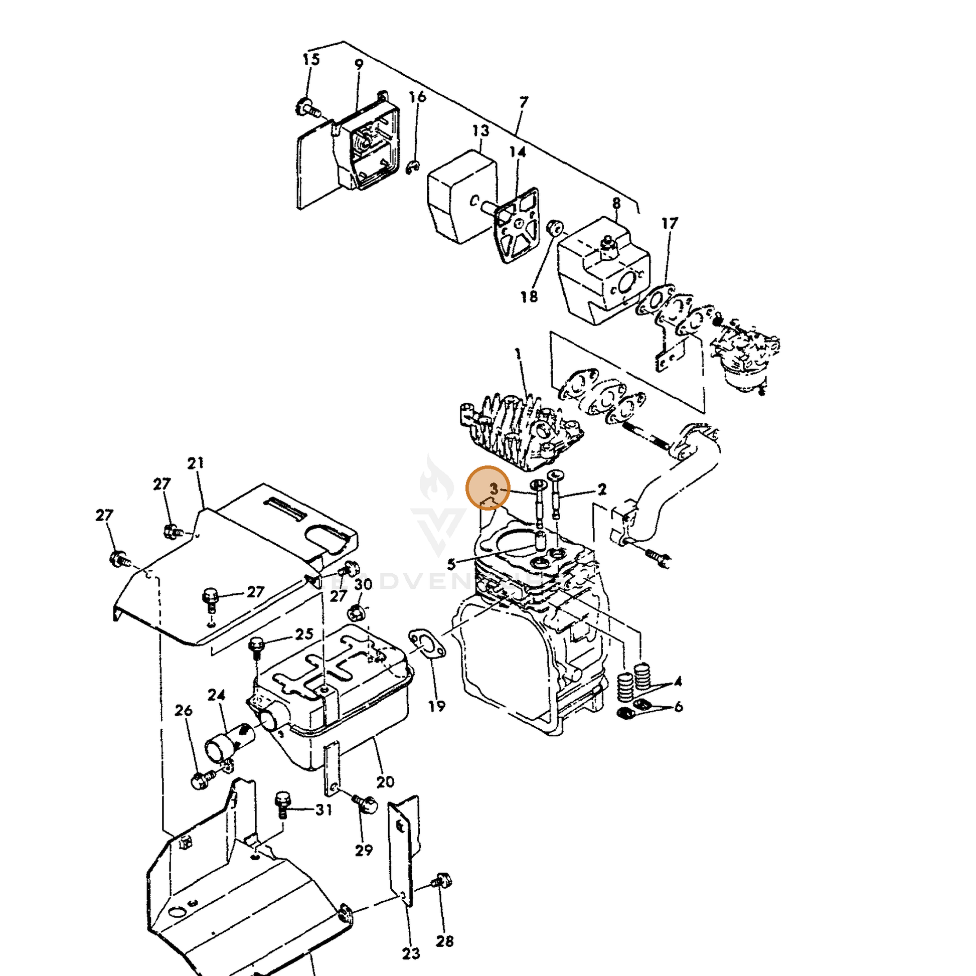 ECHO part Y16056011110 — IPL diagram snippet (6x zoom, amber highlight)