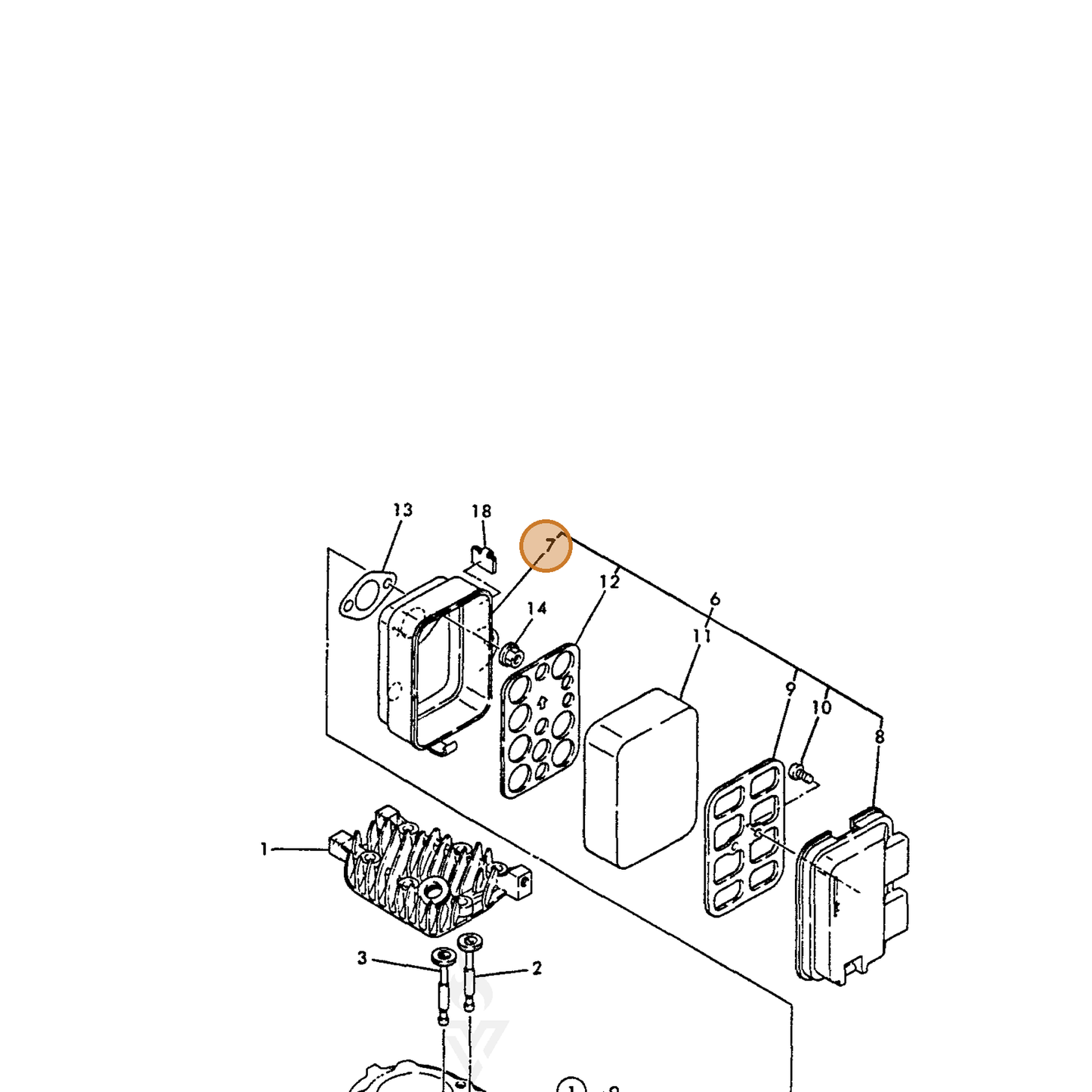 ECHO part Y16056012520 — IPL diagram snippet (6x zoom, amber highlight)
