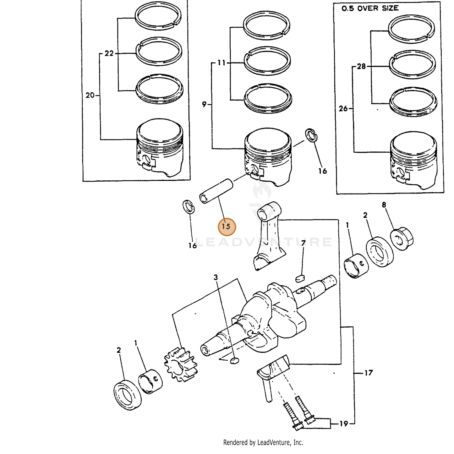 ECHO part Y16056022300 — IPL diagram snippet (6x zoom, amber highlight)