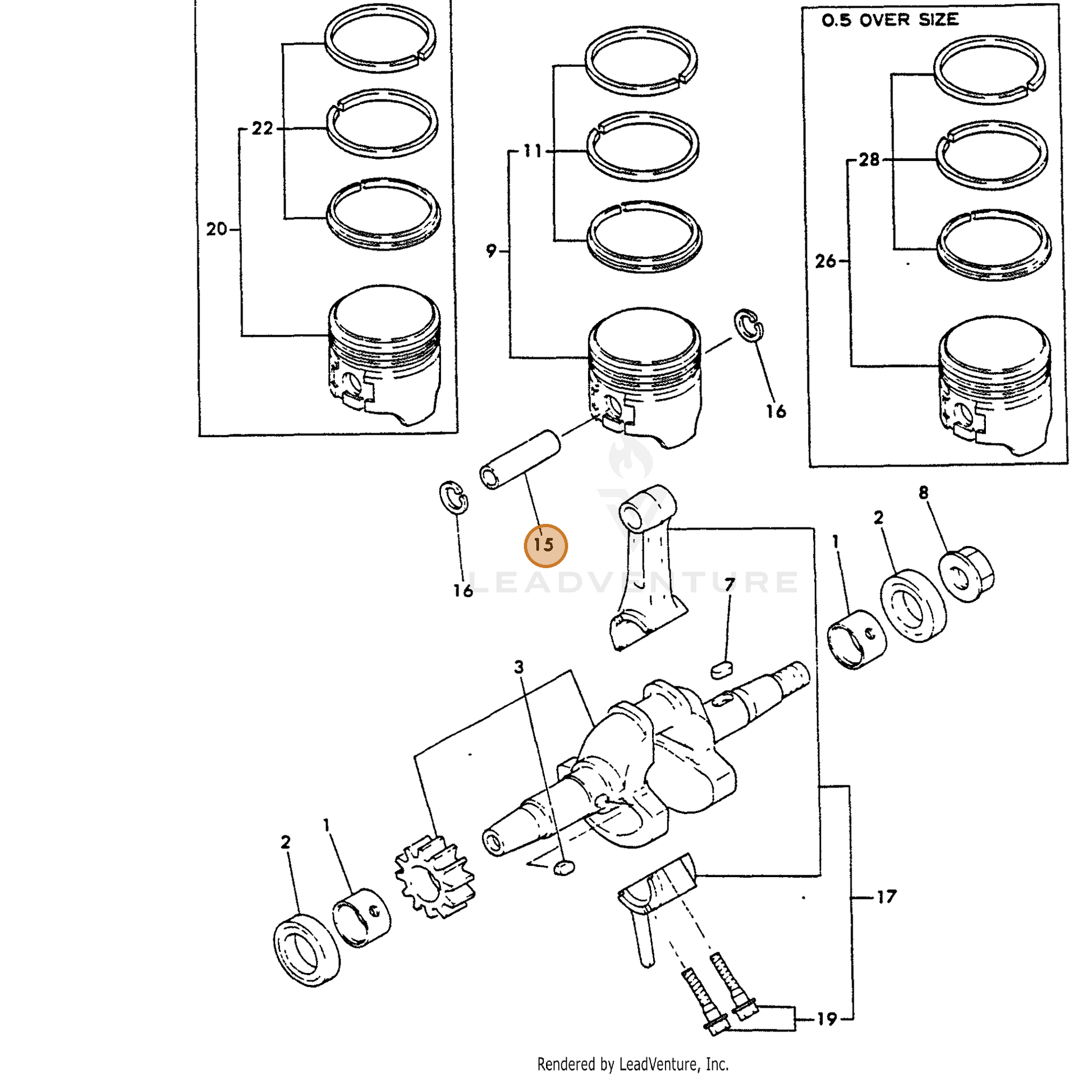 ECHO part Y16056022300 — IPL diagram snippet (6x zoom, amber highlight)