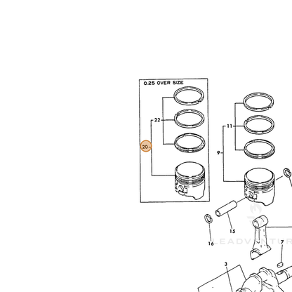 ECHO part Y16056022470 — IPL diagram snippet (6x zoom, amber highlight)