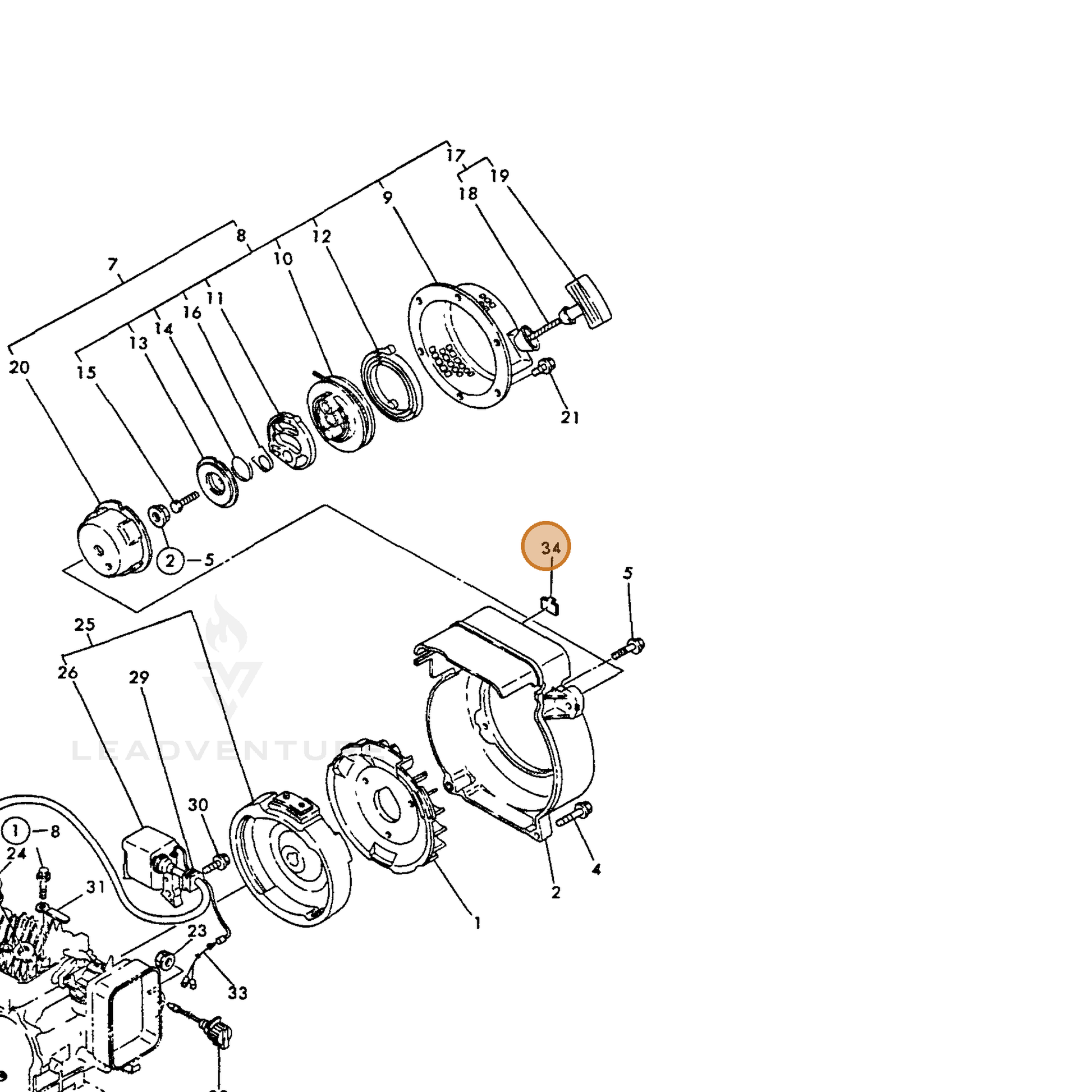 ECHO part Y16056078700 — IPL diagram snippet (6x zoom, amber highlight)