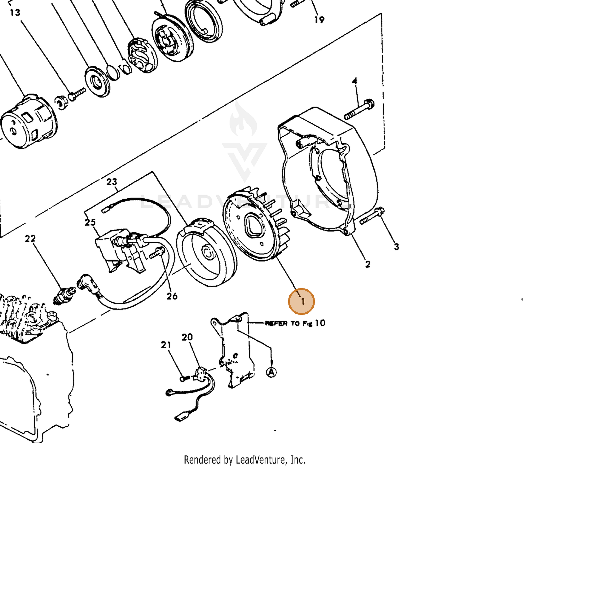 ECHO part Y16056445010 — IPL diagram snippet (6x zoom, amber highlight)