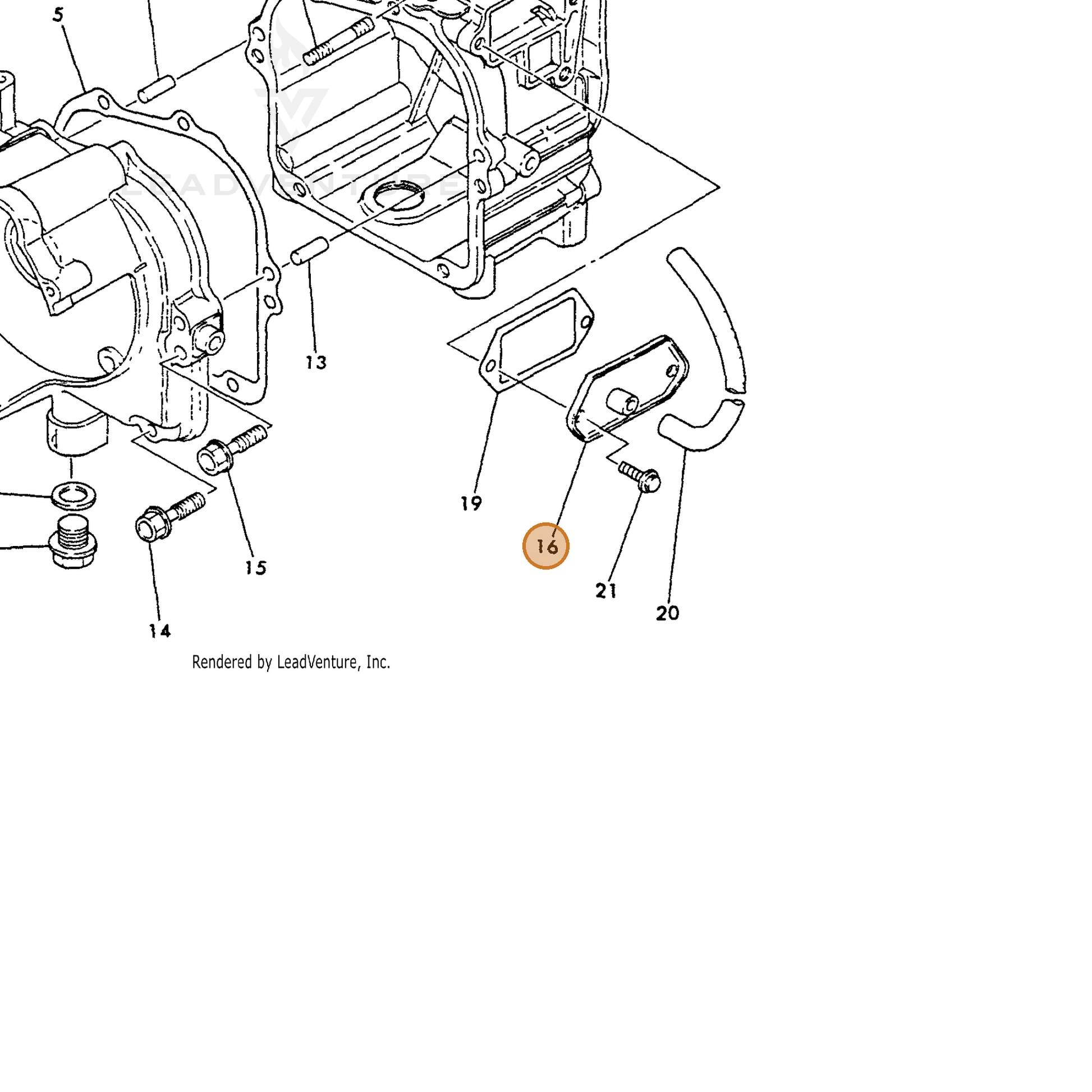 ECHO part Y16056703010 — IPL diagram snippet (6x zoom, amber highlight)