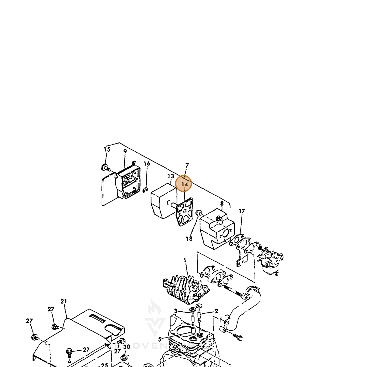 ECHO part Y16056712550 — IPL diagram snippet (6x zoom, amber highlight)