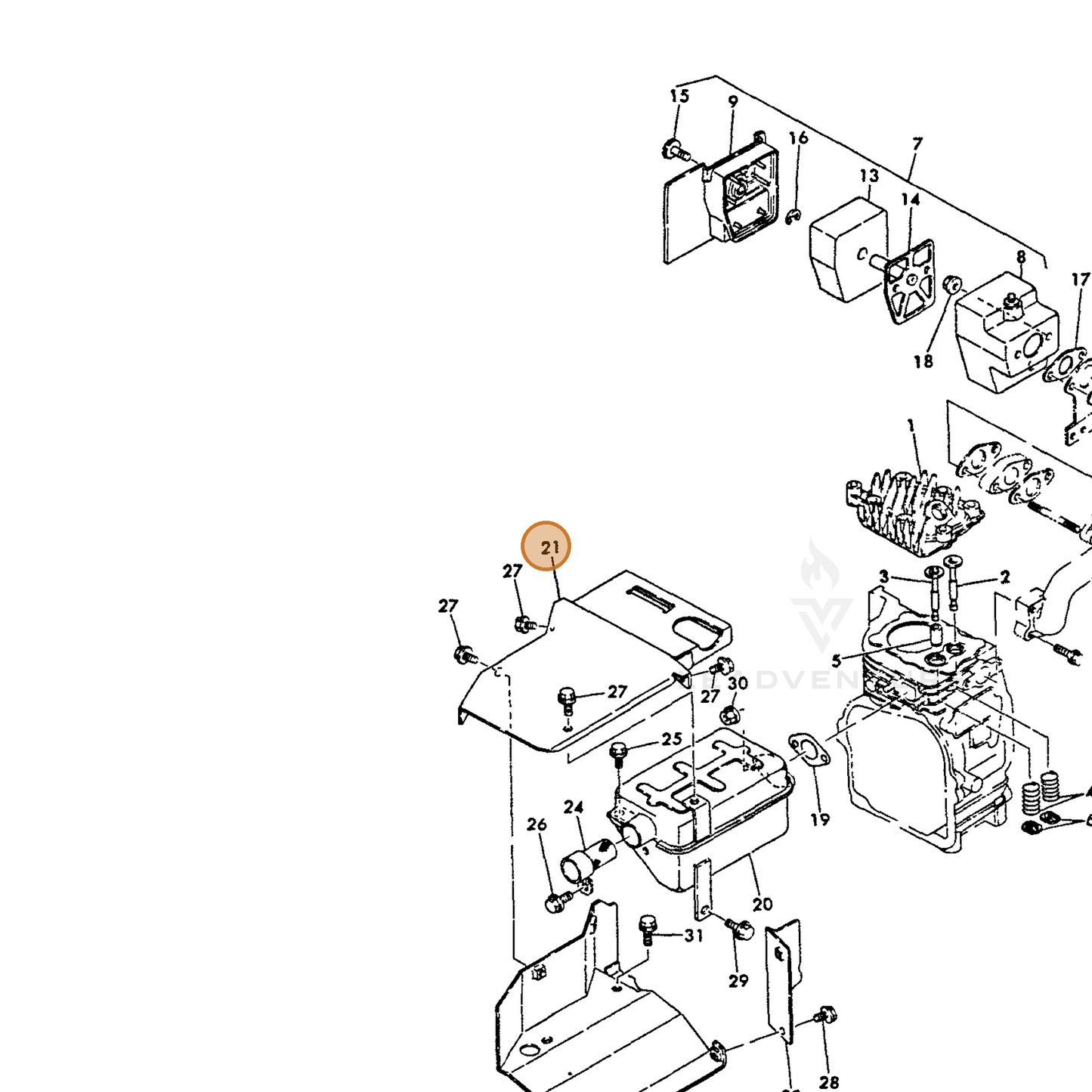 ECHO part Y16056713700 — IPL diagram snippet (6x zoom, amber highlight)