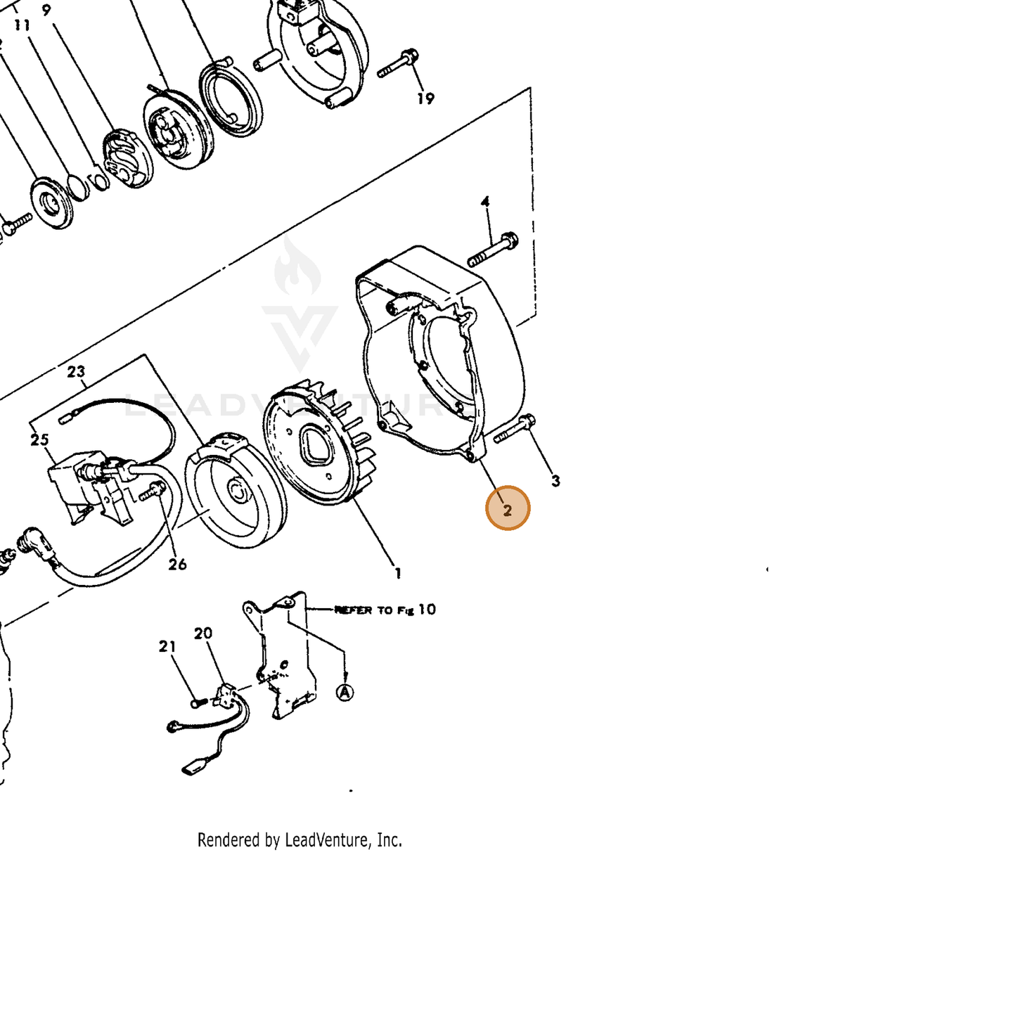 ECHO part Y16056745110 — IPL diagram snippet (6x zoom, amber highlight)