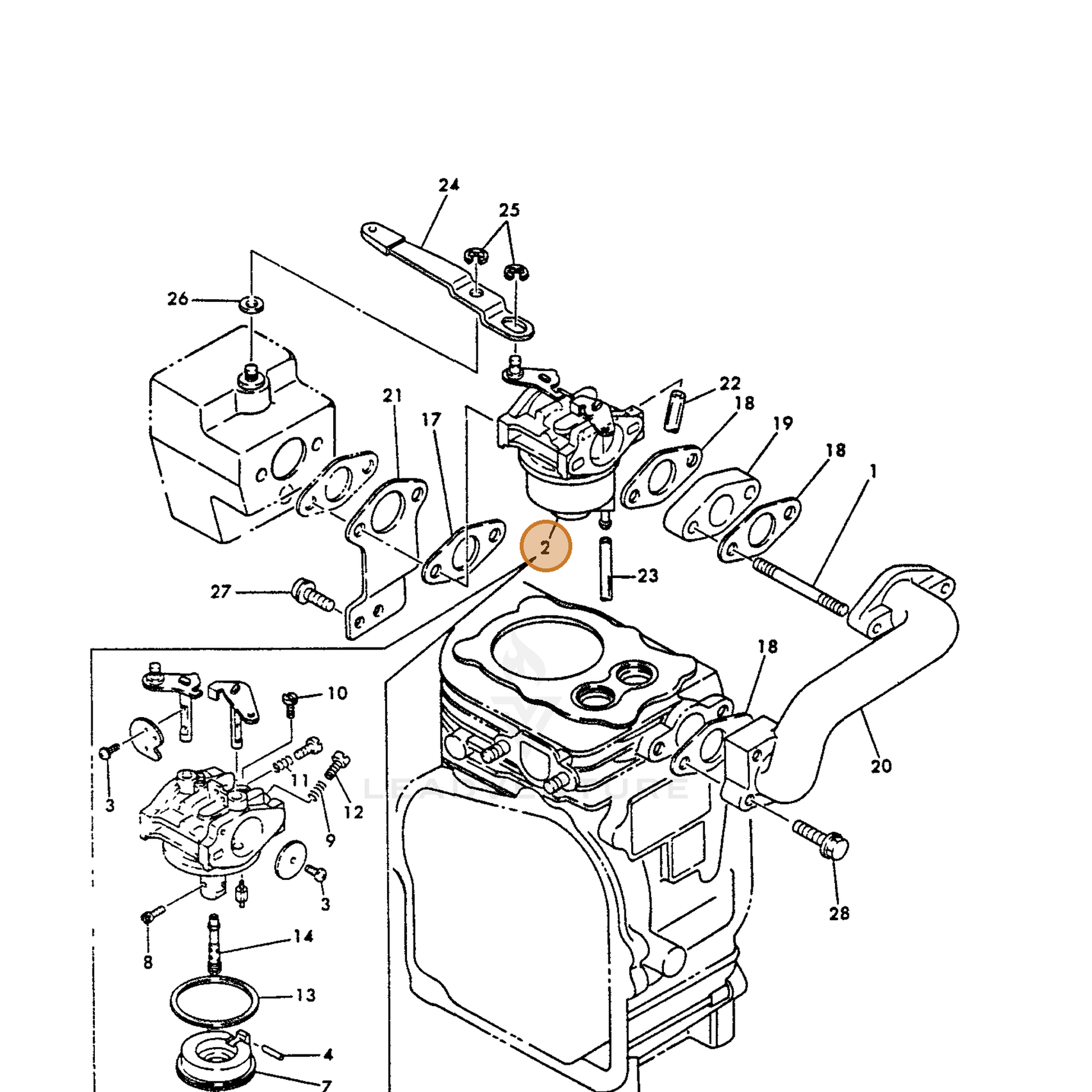 ECHO part Y16056756011 — IPL diagram snippet (6x zoom, amber highlight)