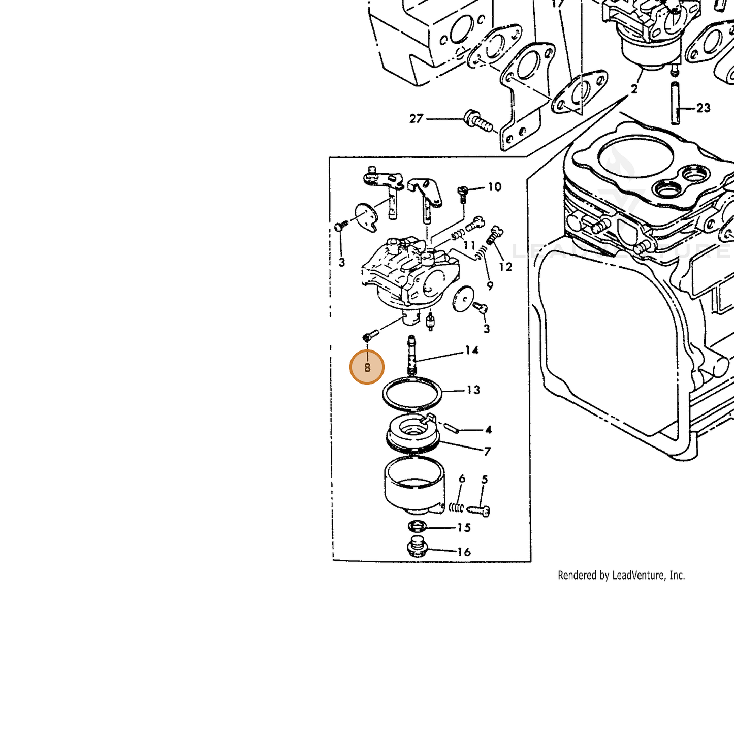 ECHO part Y16056756650 — IPL diagram snippet (6x zoom, amber highlight)