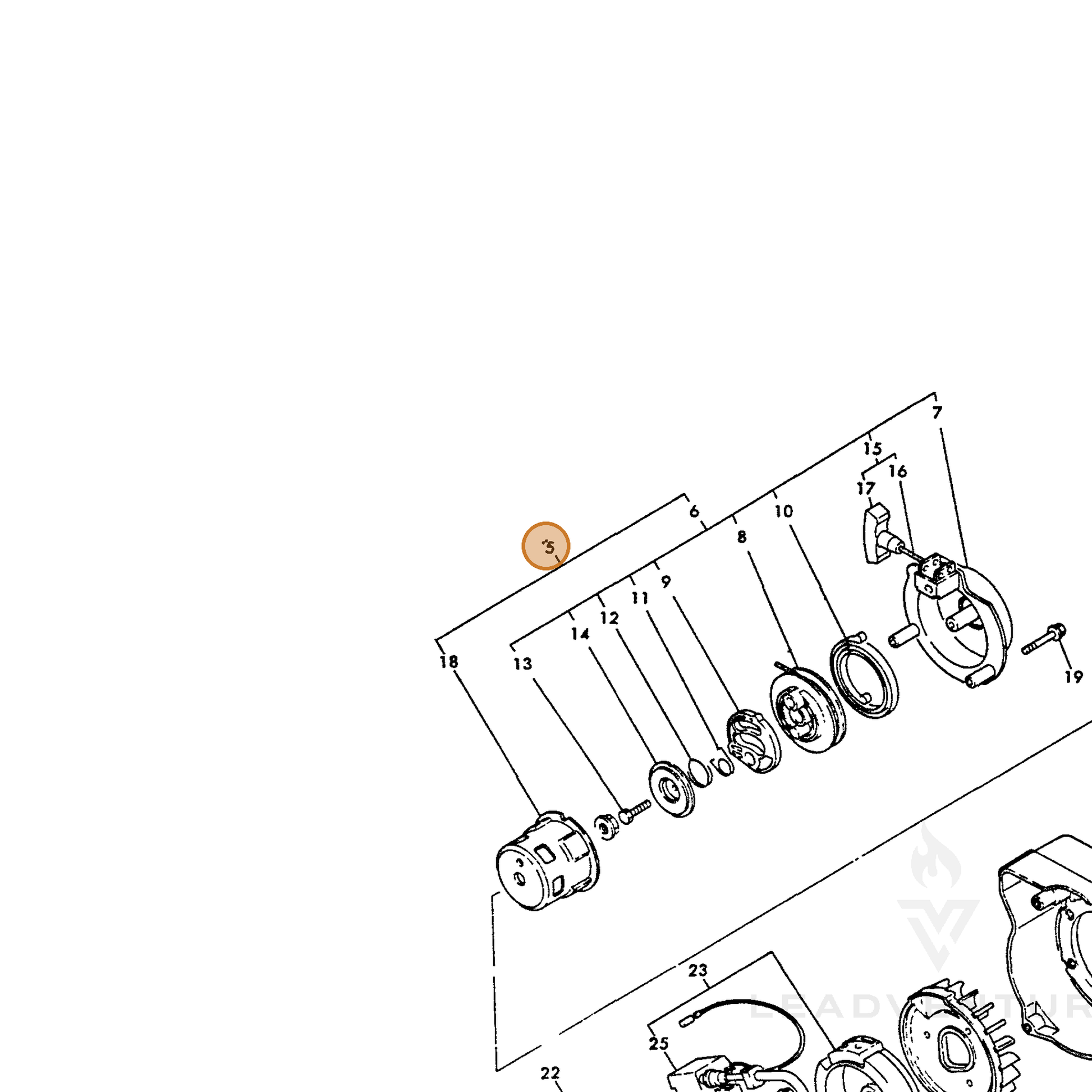 ECHO part Y16056776050 — IPL diagram snippet (6x zoom, amber highlight)