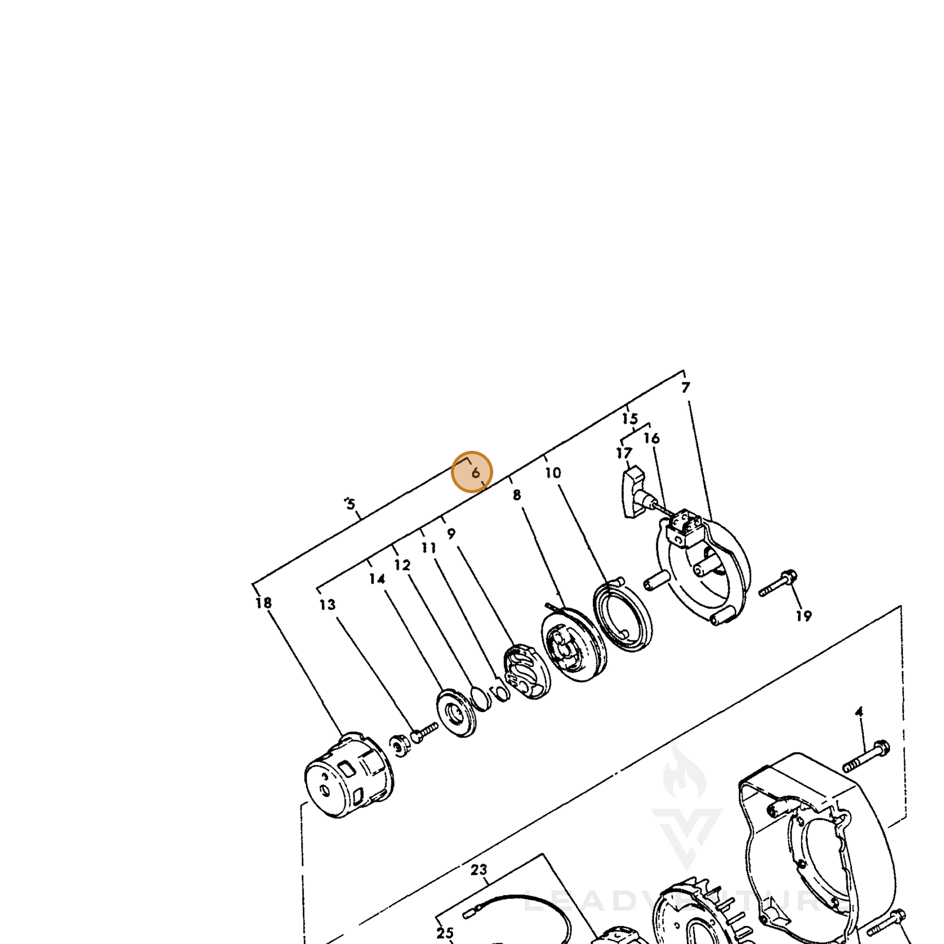 ECHO part Y16056776250 — IPL diagram snippet (6x zoom, amber highlight)