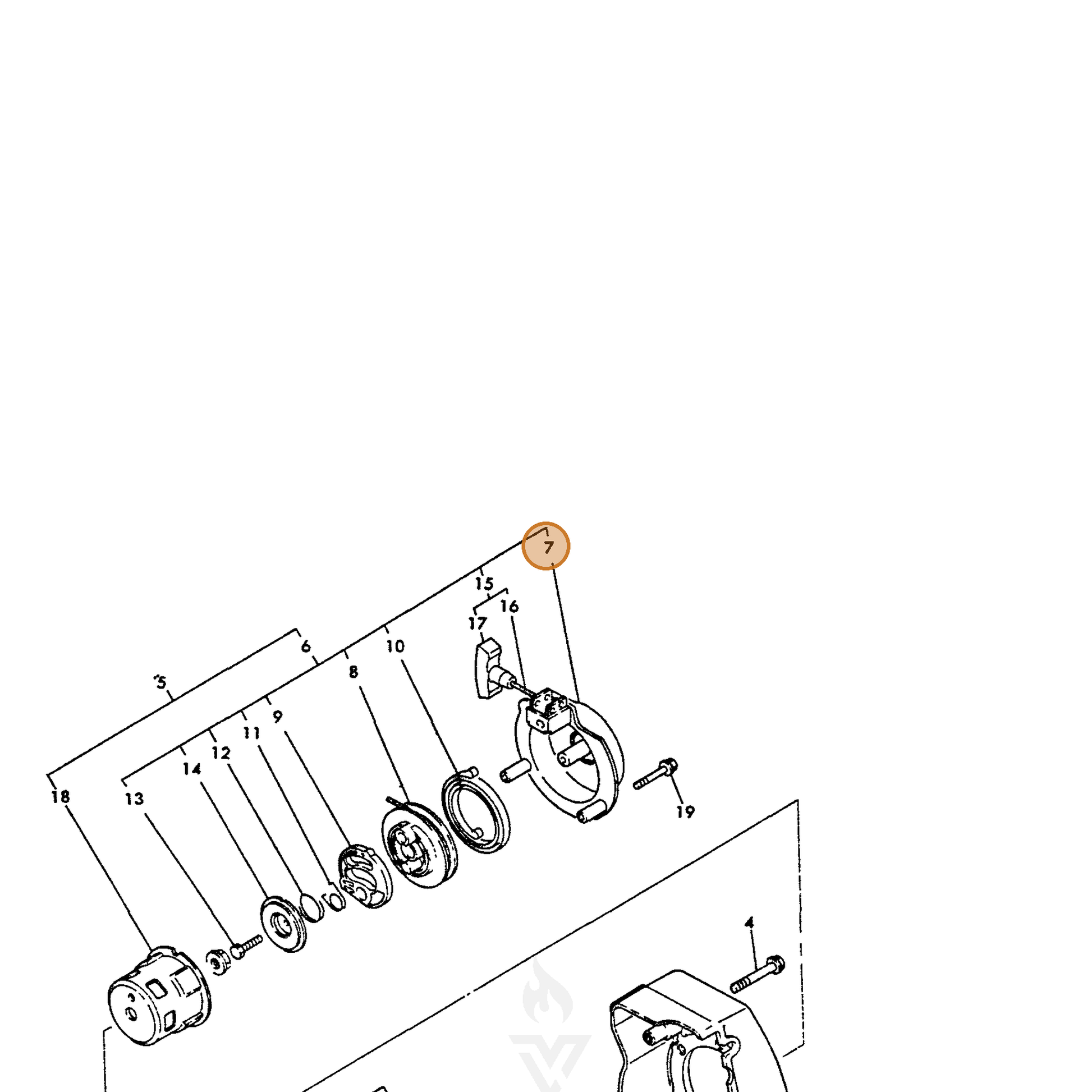 ECHO part Y16056776510 — IPL diagram snippet (6x zoom, amber highlight)