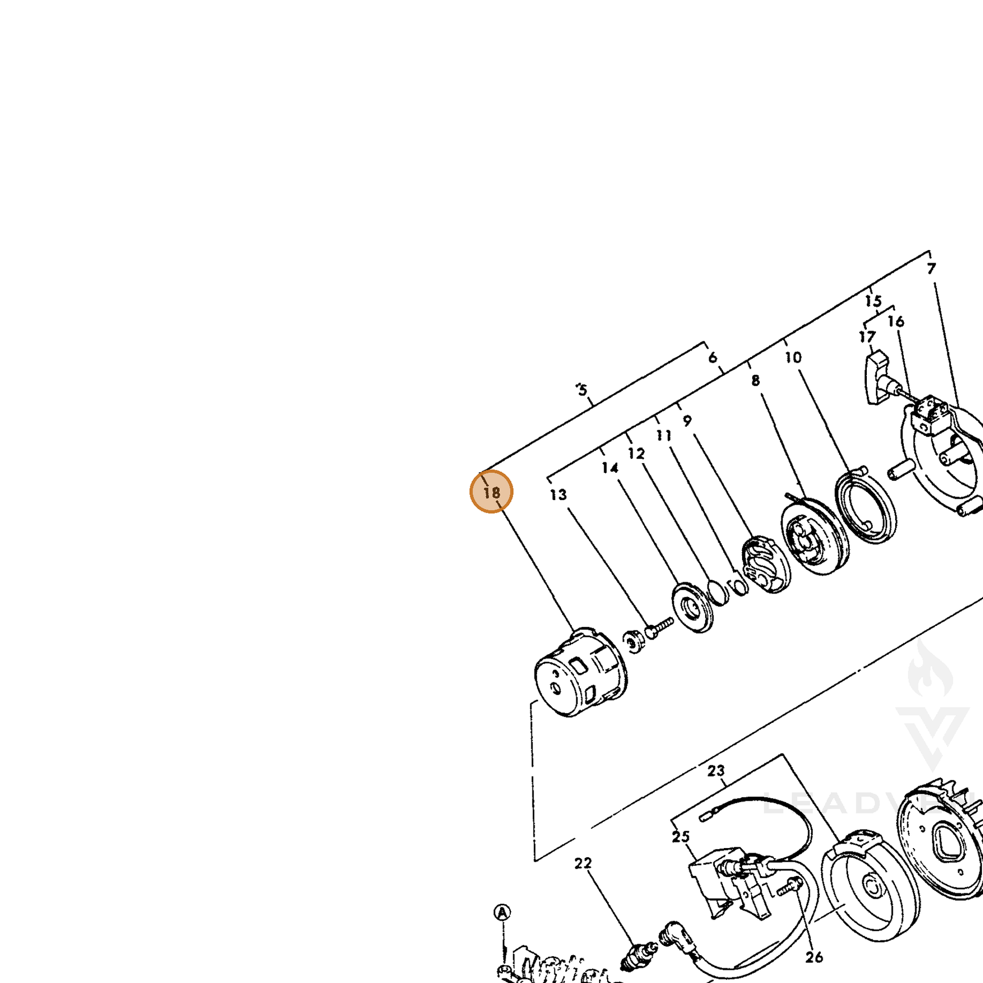ECHO part Y16056776590 — IPL diagram snippet (6x zoom, amber highlight)