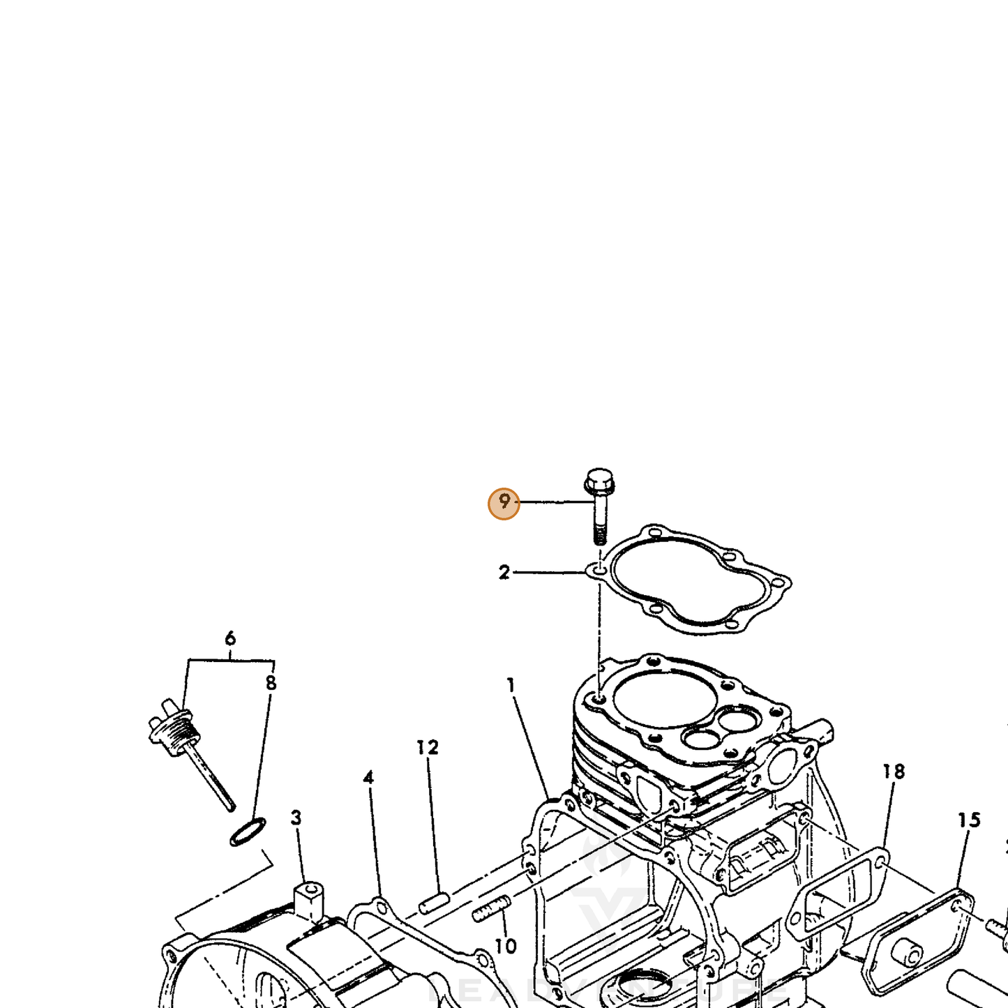 ECHO part Y16061004360 — IPL diagram snippet (6x zoom, amber highlight)