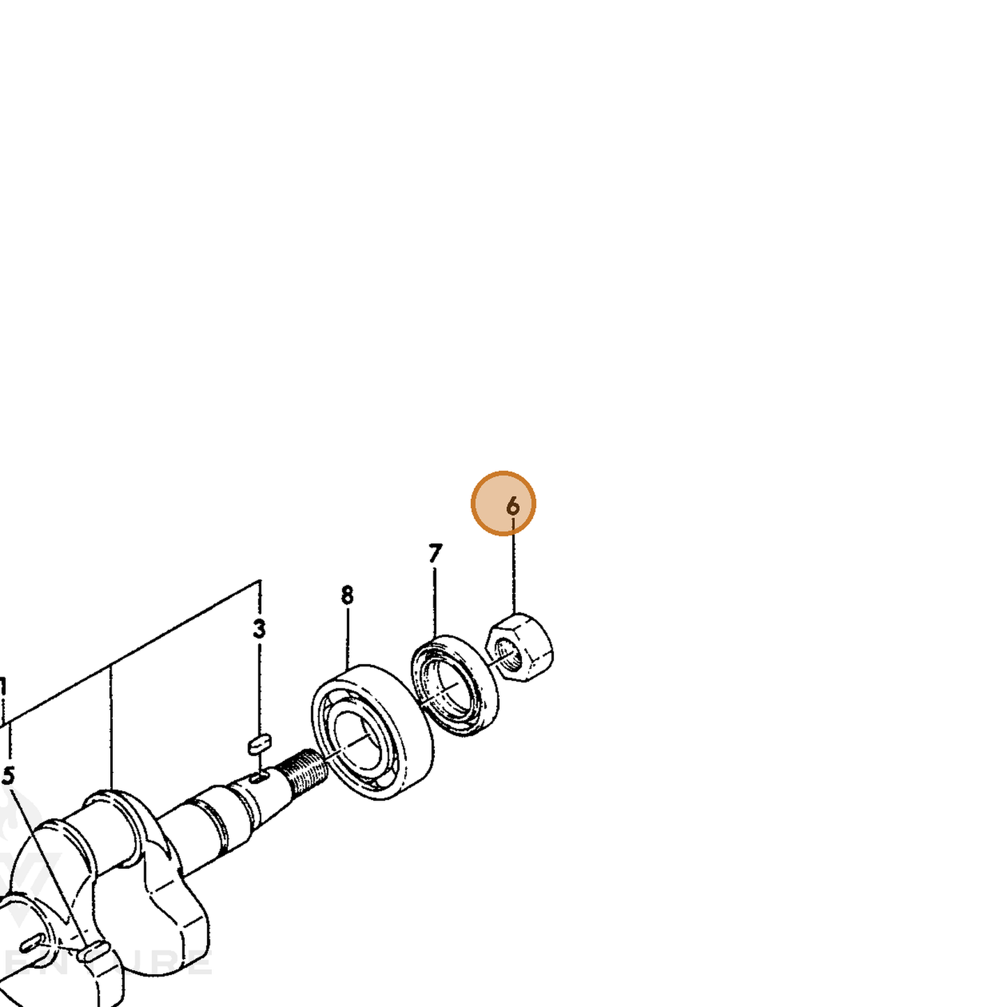 ECHO part Y16061004910 — IPL diagram snippet (6x zoom, amber highlight)