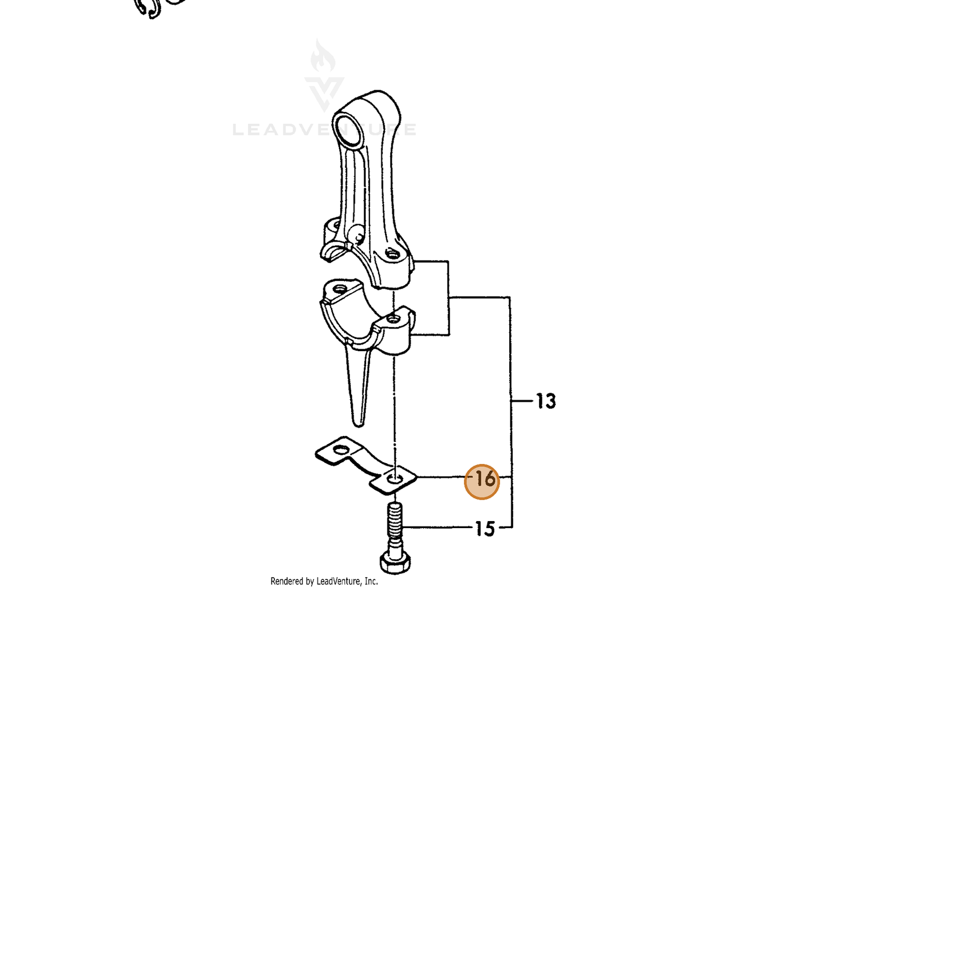ECHO part Y16061023210 — IPL diagram snippet (6x zoom, amber highlight)