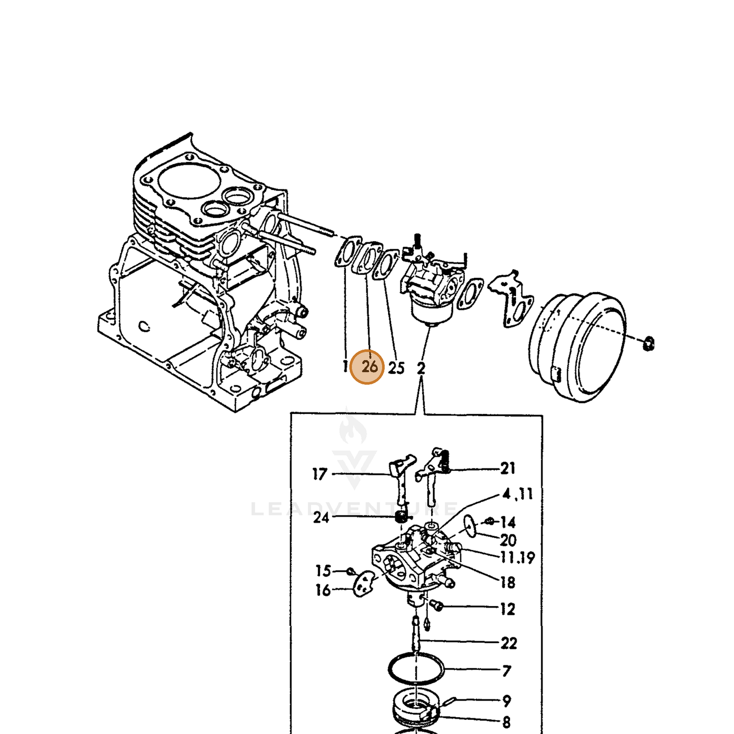 ECHO part Y16061056160 — IPL diagram snippet (6x zoom, amber highlight)