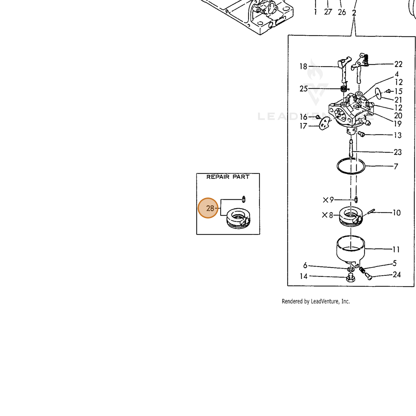 ECHO part Y16061056250 — IPL diagram snippet (6x zoom, amber highlight)
