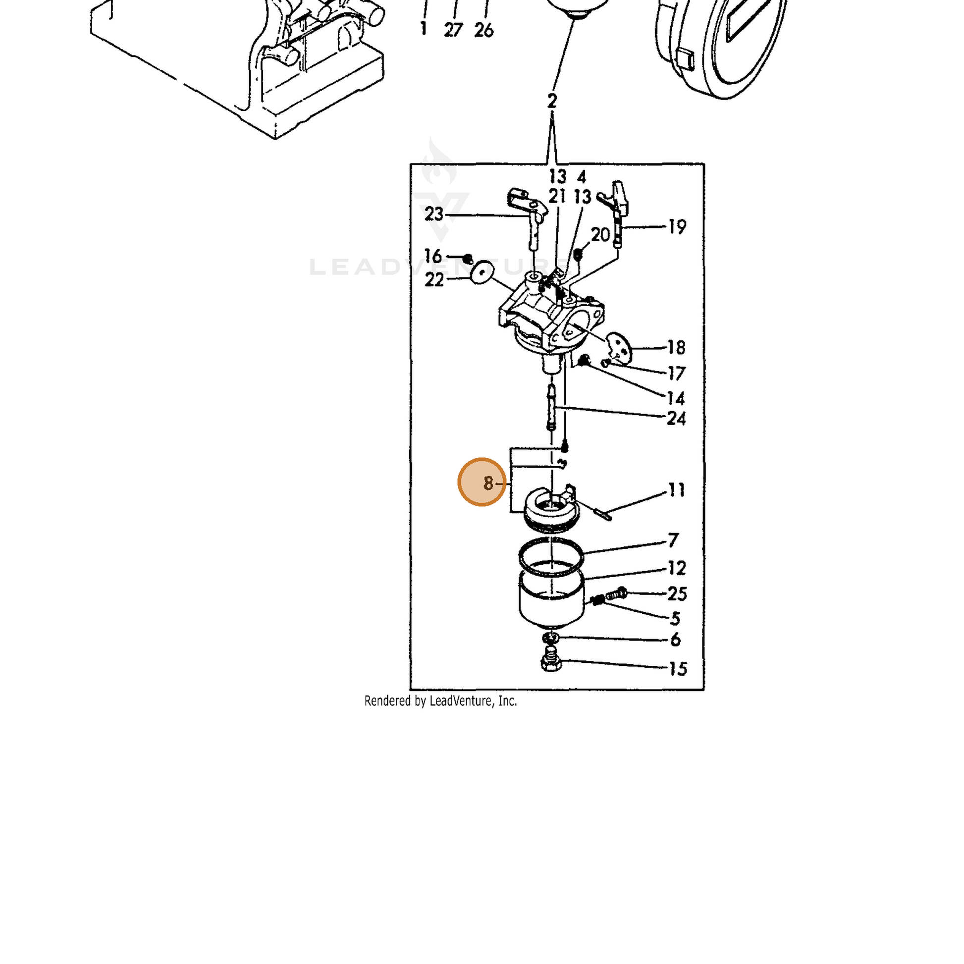 ECHO part Y16061056280 — IPL diagram snippet (6x zoom, amber highlight)