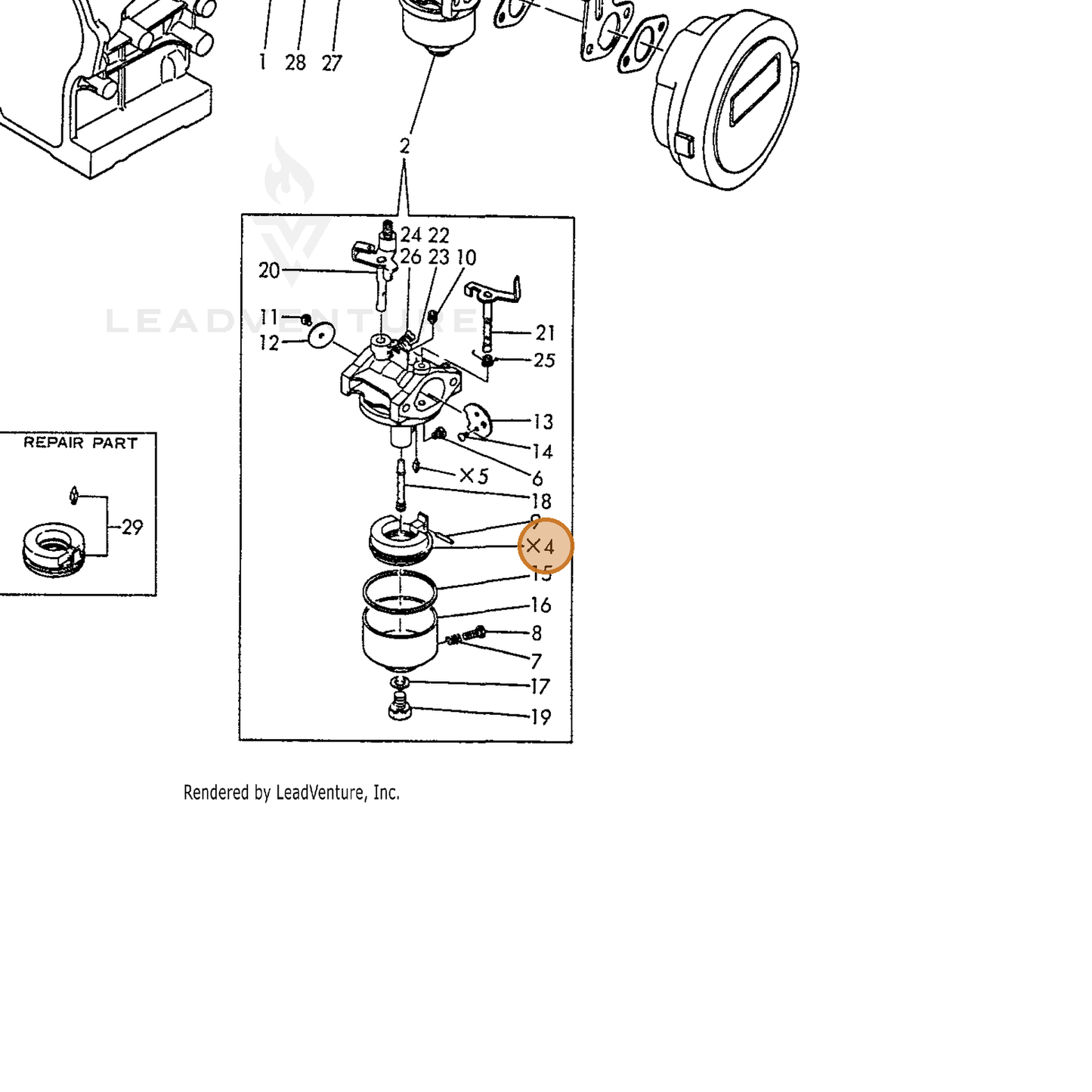 ECHO part Y16061056621 — IPL diagram snippet (6x zoom, amber highlight)