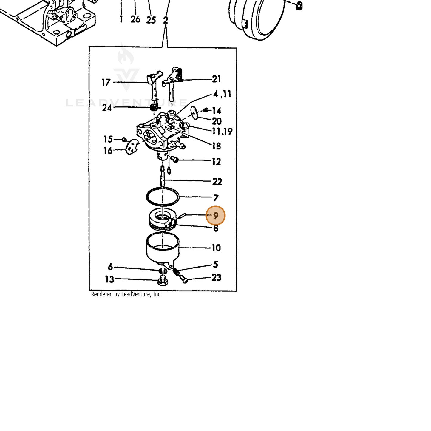 ECHO part Y16061056631 — IPL diagram snippet (6x zoom, amber highlight)