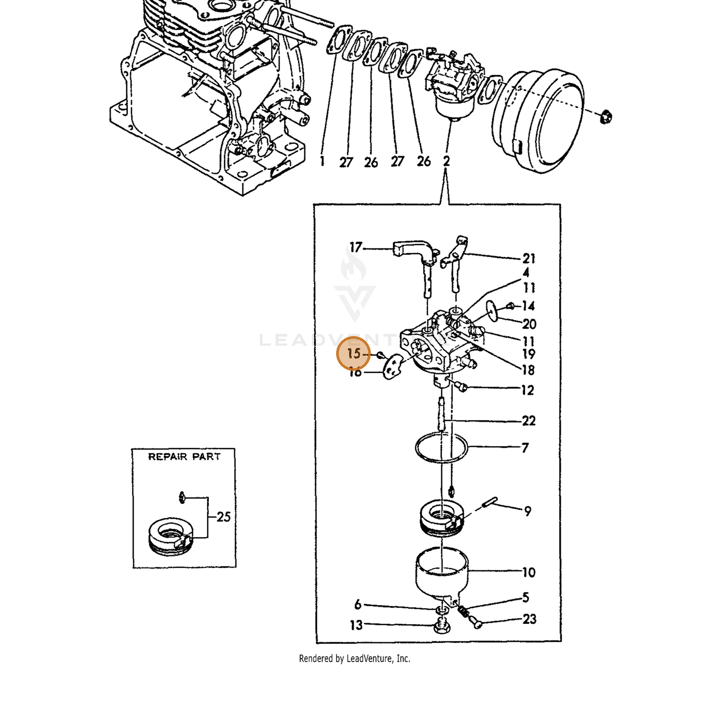ECHO part Y16061056670 — IPL diagram snippet (6x zoom, amber highlight)
