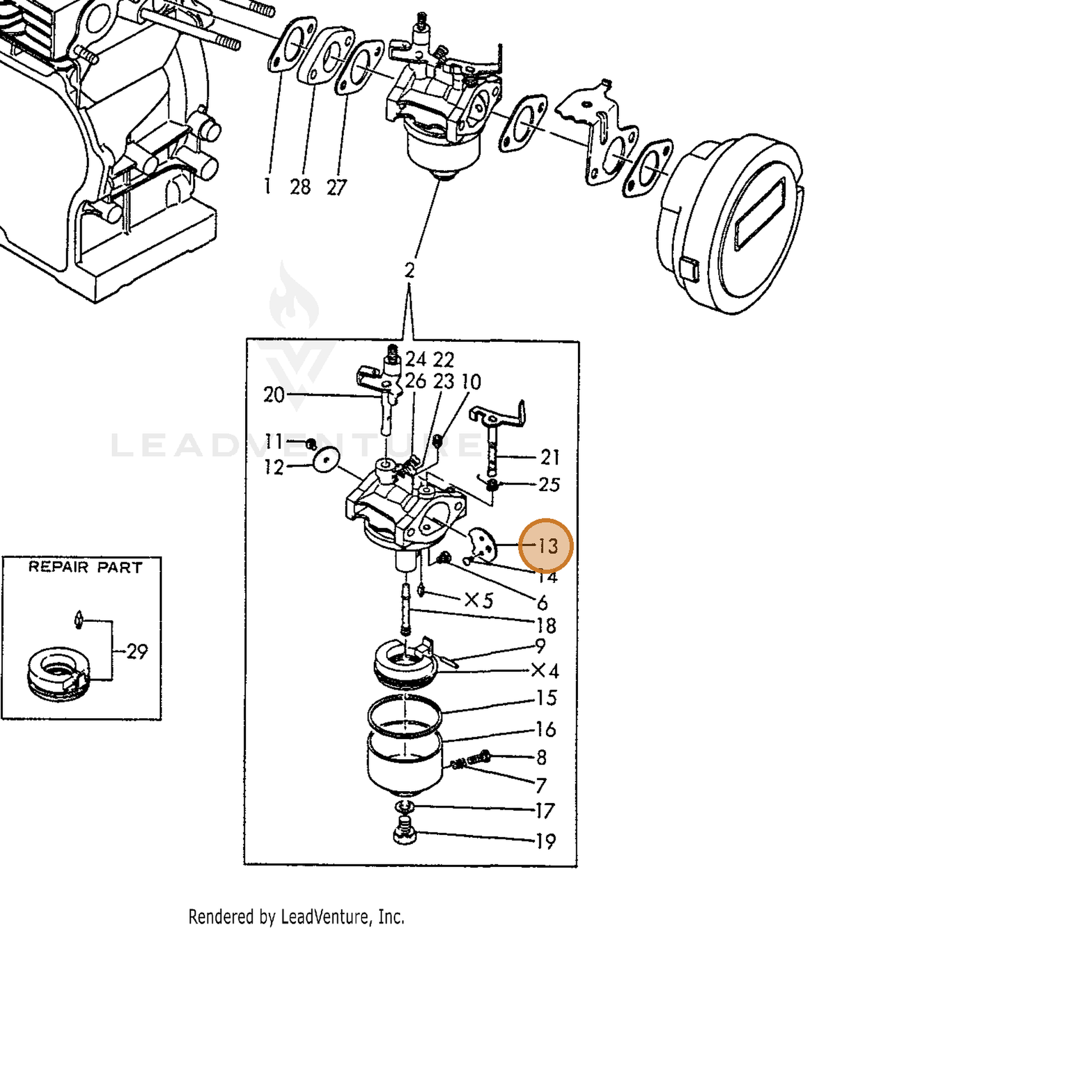 ECHO part Y16061056680 — IPL diagram snippet (6x zoom, amber highlight)