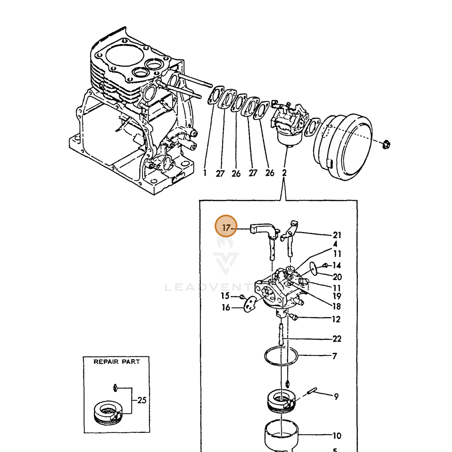 ECHO part Y16061056690 — IPL diagram snippet (6x zoom, amber highlight)