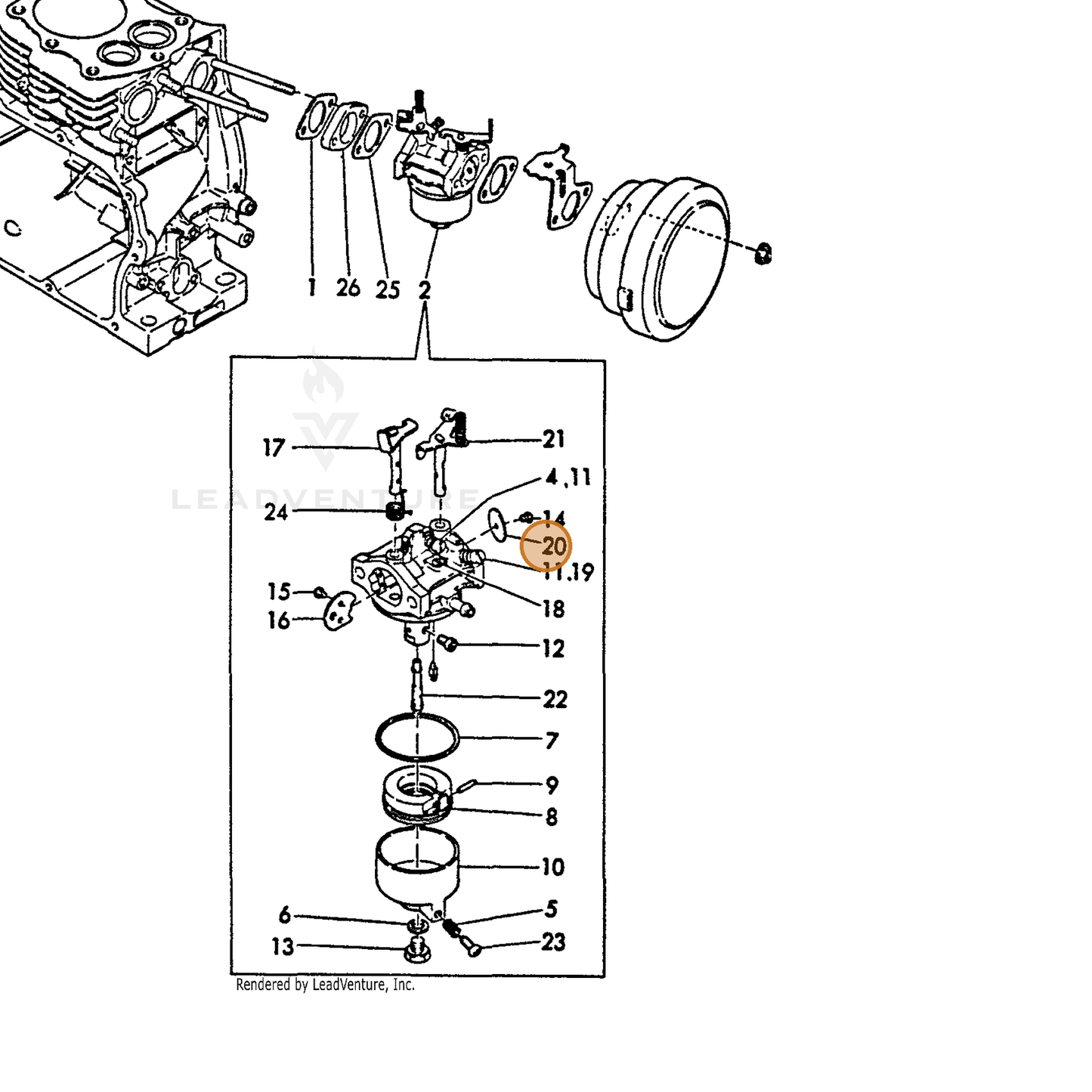 ECHO part Y16061056760 — IPL diagram snippet (6x zoom, amber highlight)