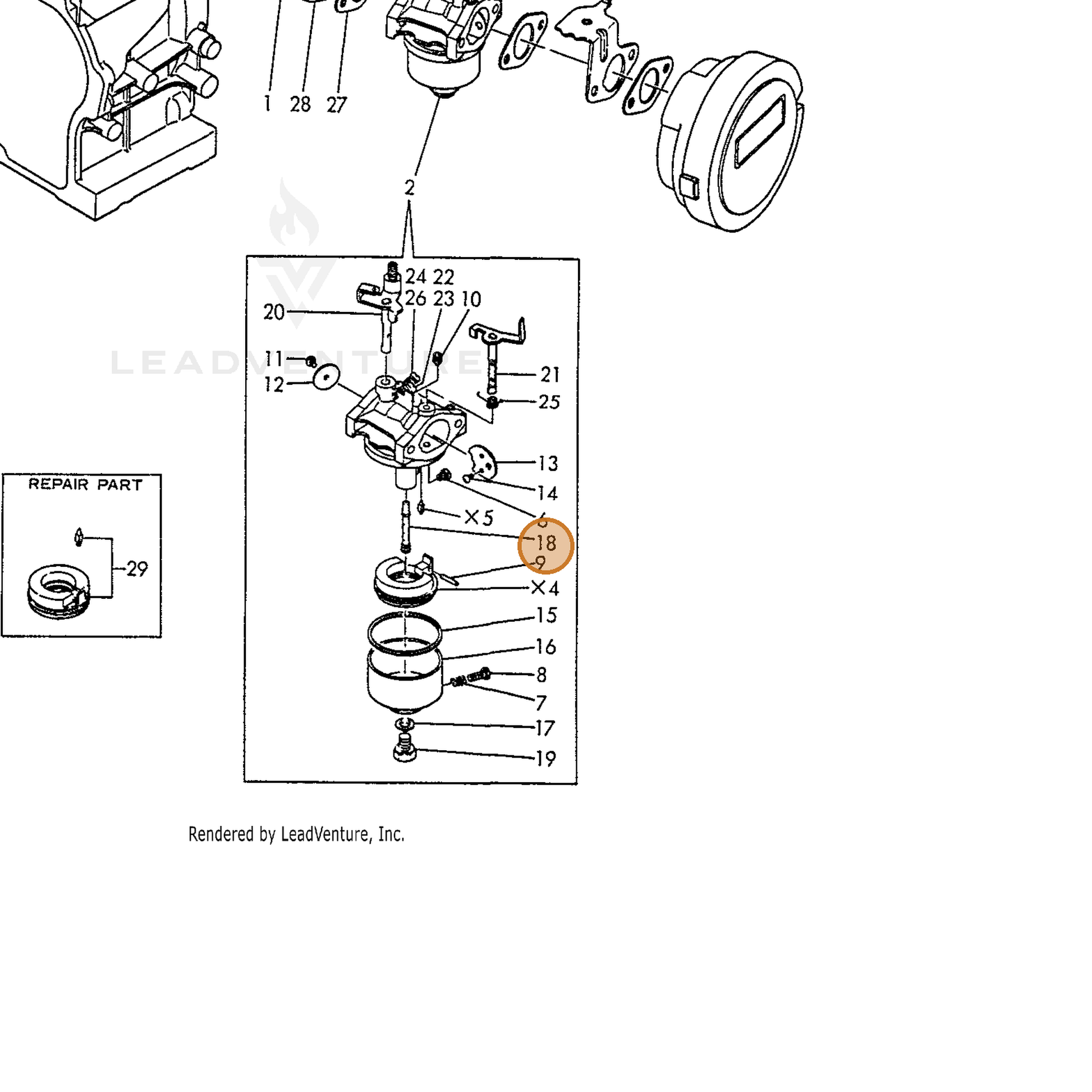 ECHO part Y16061056800 — IPL diagram snippet (6x zoom, amber highlight)