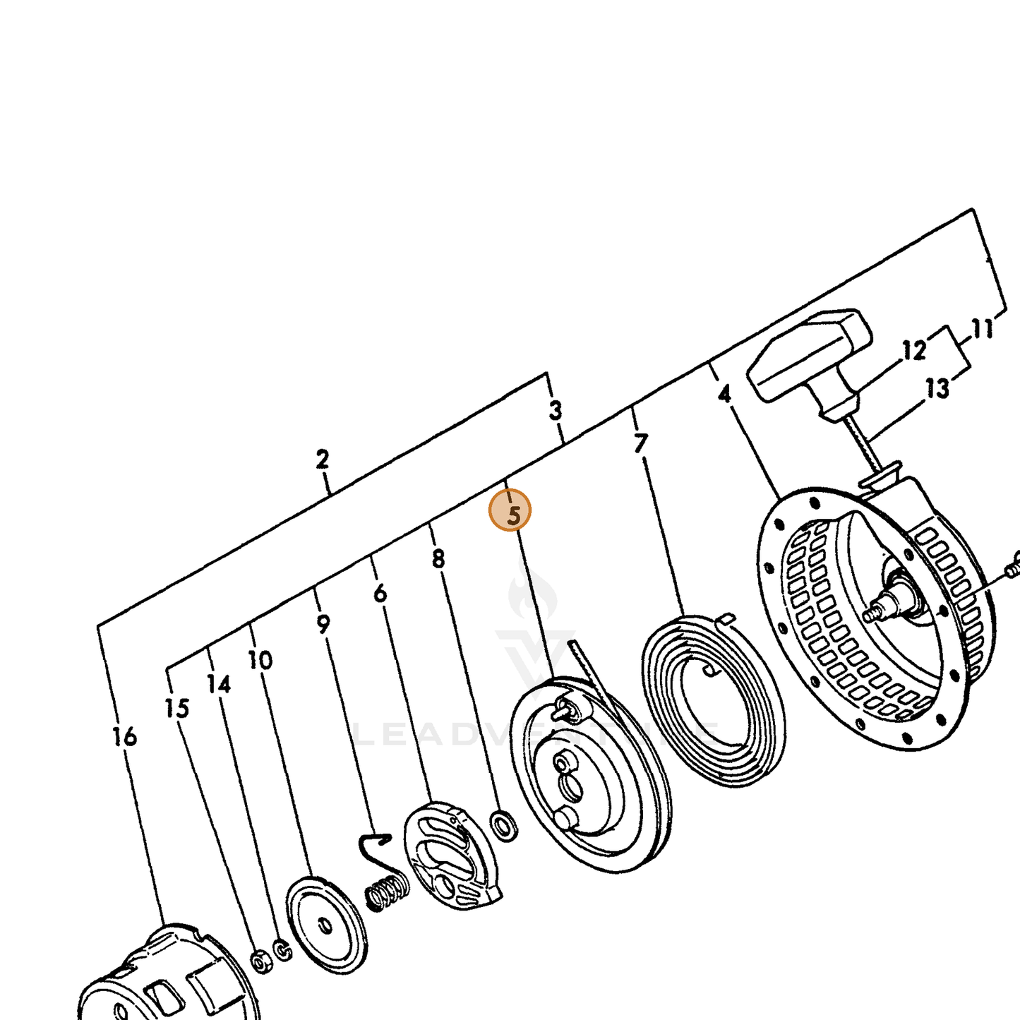 ECHO part Y16061076520 — IPL diagram snippet (6x zoom, amber highlight)