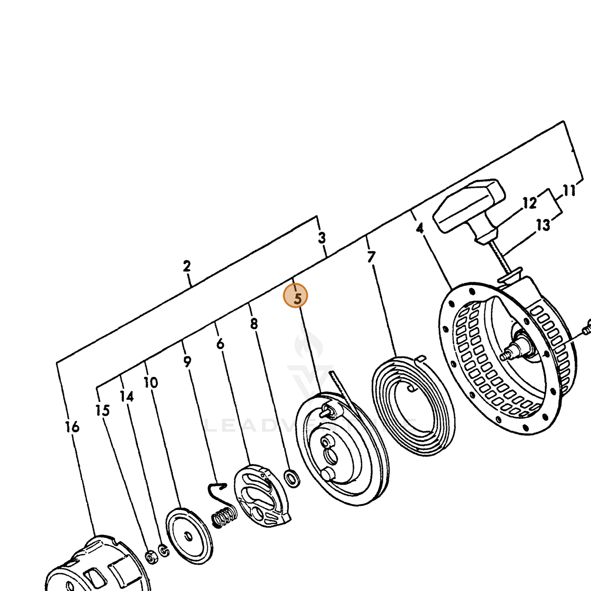 ECHO part Y16061076520 — IPL diagram snippet (6x zoom, amber highlight)