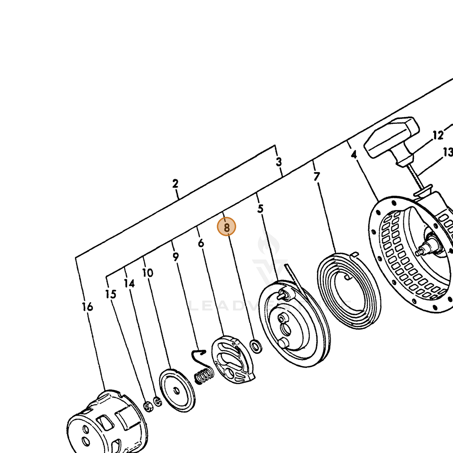 ECHO part Y16061076550 — IPL diagram snippet (6x zoom, amber highlight)