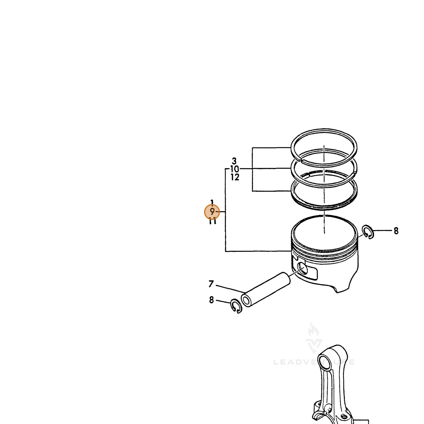 ECHO part Y16061122470 — IPL diagram snippet (6x zoom, amber highlight)