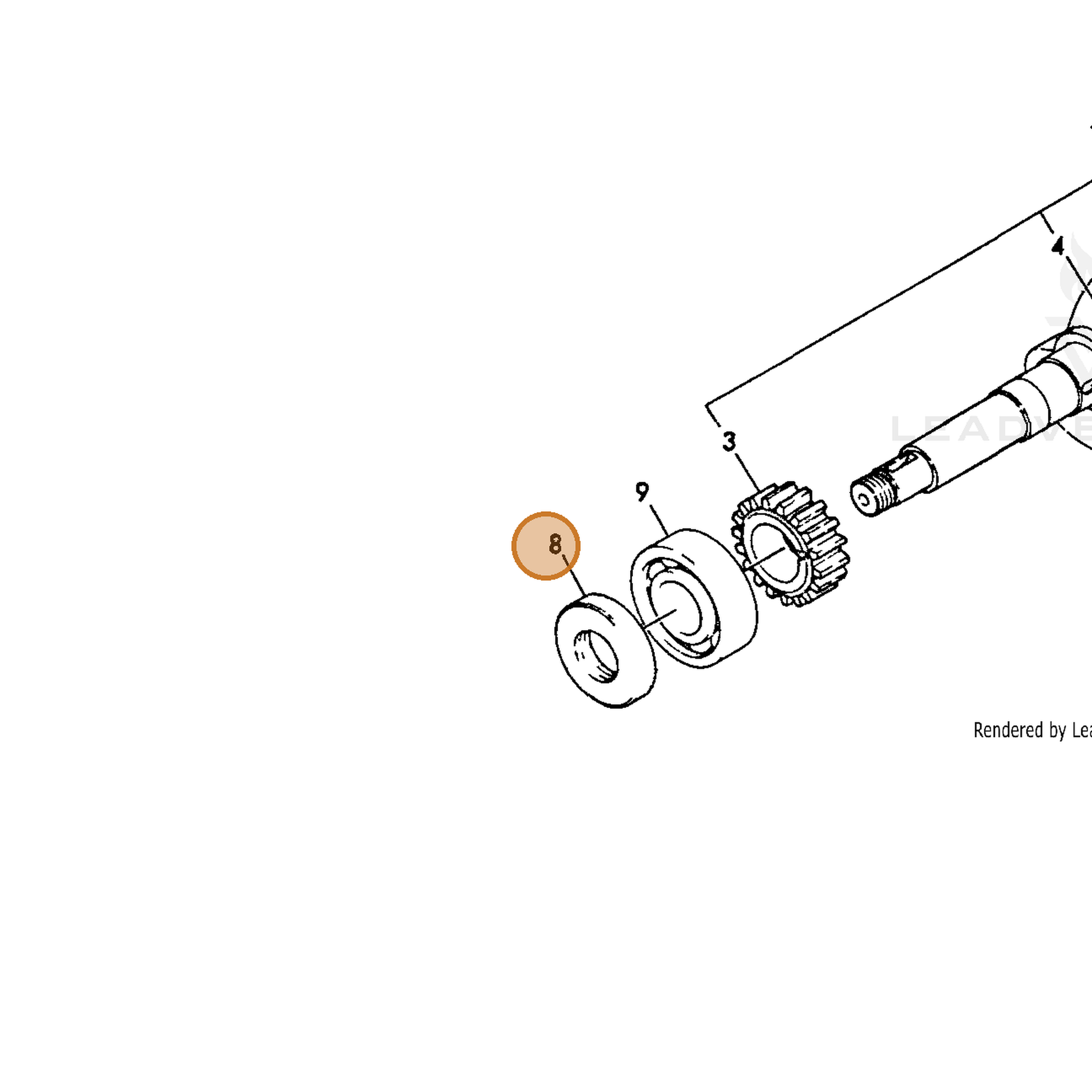 ECHO part Y16064002220 — IPL diagram snippet (6x zoom, amber highlight)