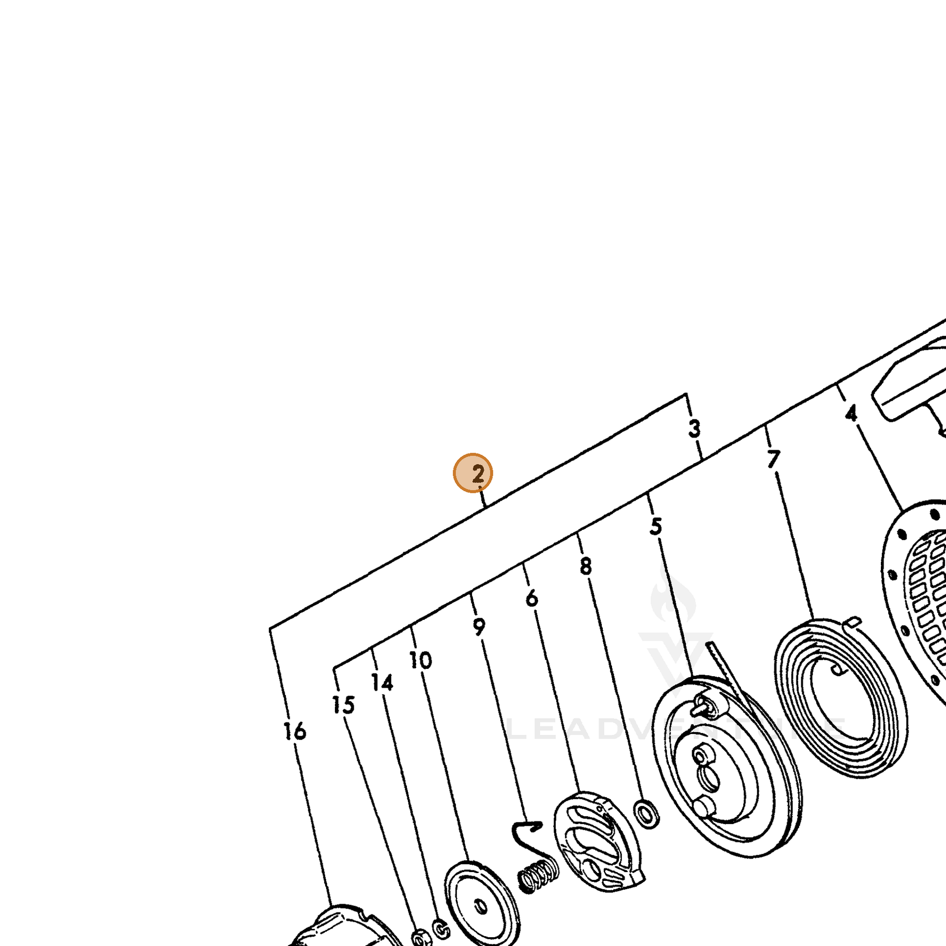 ECHO part Y16064076050 — IPL diagram snippet (6x zoom, amber highlight)