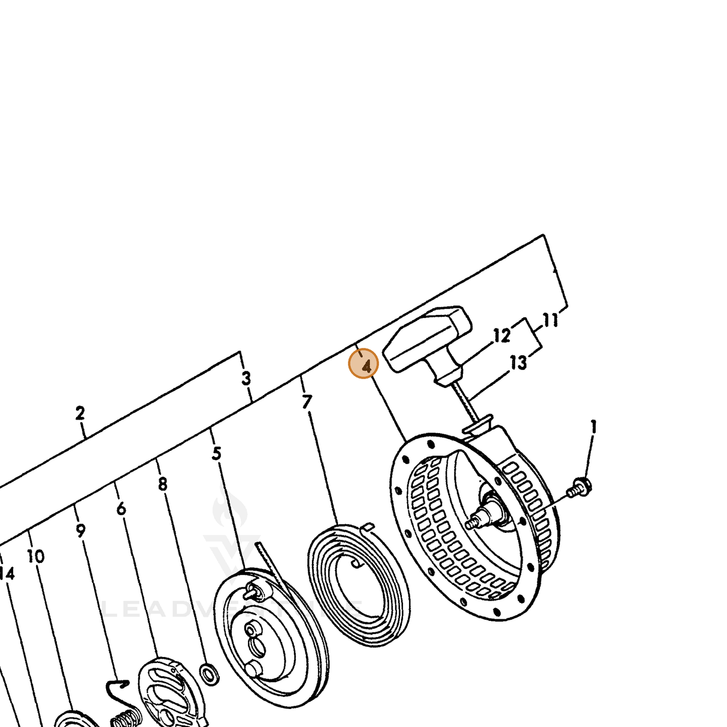 ECHO part Y16064076510 — IPL diagram snippet (6x zoom, amber highlight)