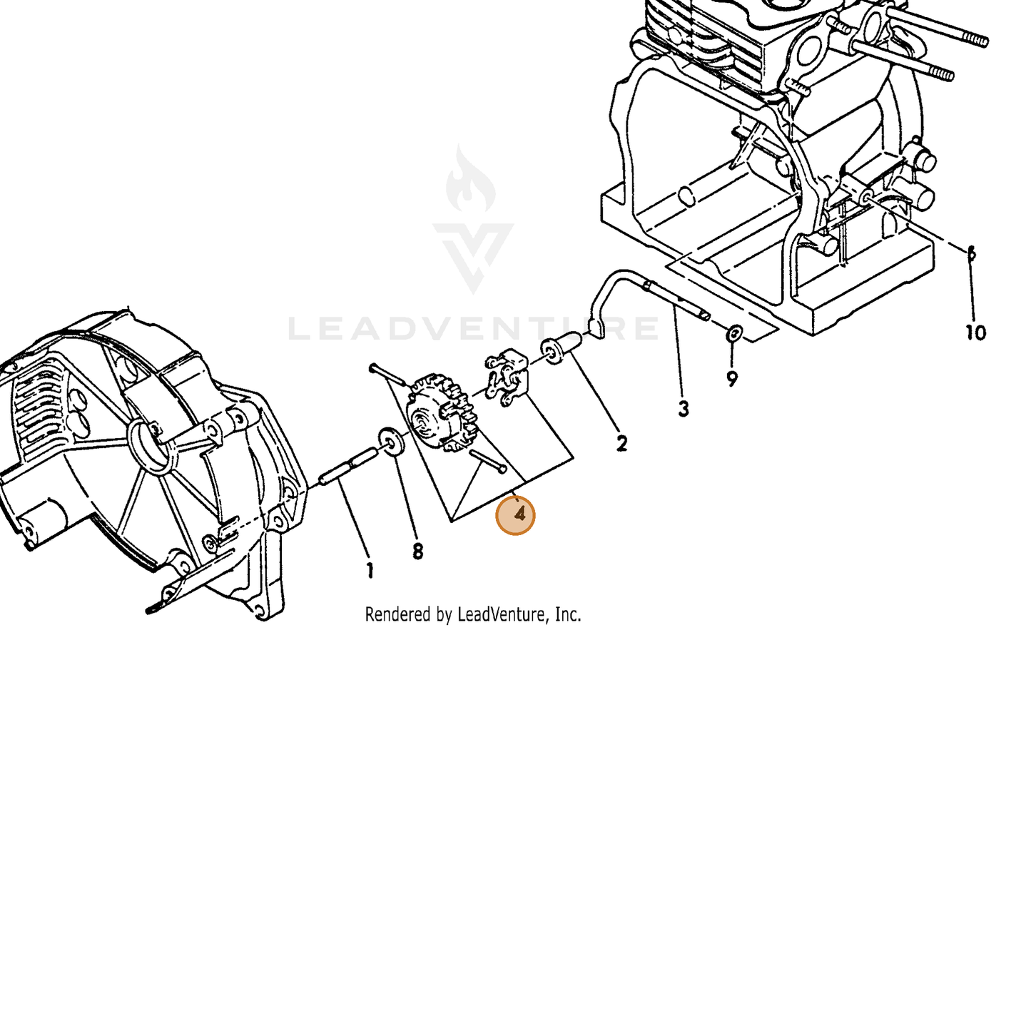 ECHO part Y16064161600 — IPL diagram snippet (6x zoom, amber highlight)