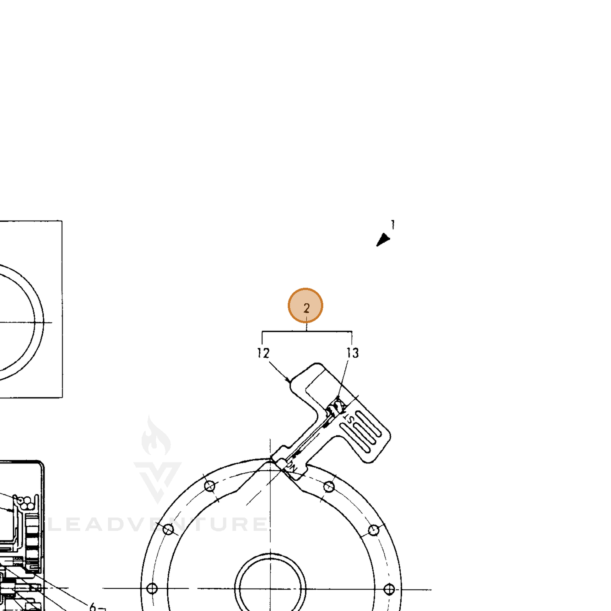 ECHO part Y16064176250 — IPL diagram snippet (6x zoom, amber highlight)