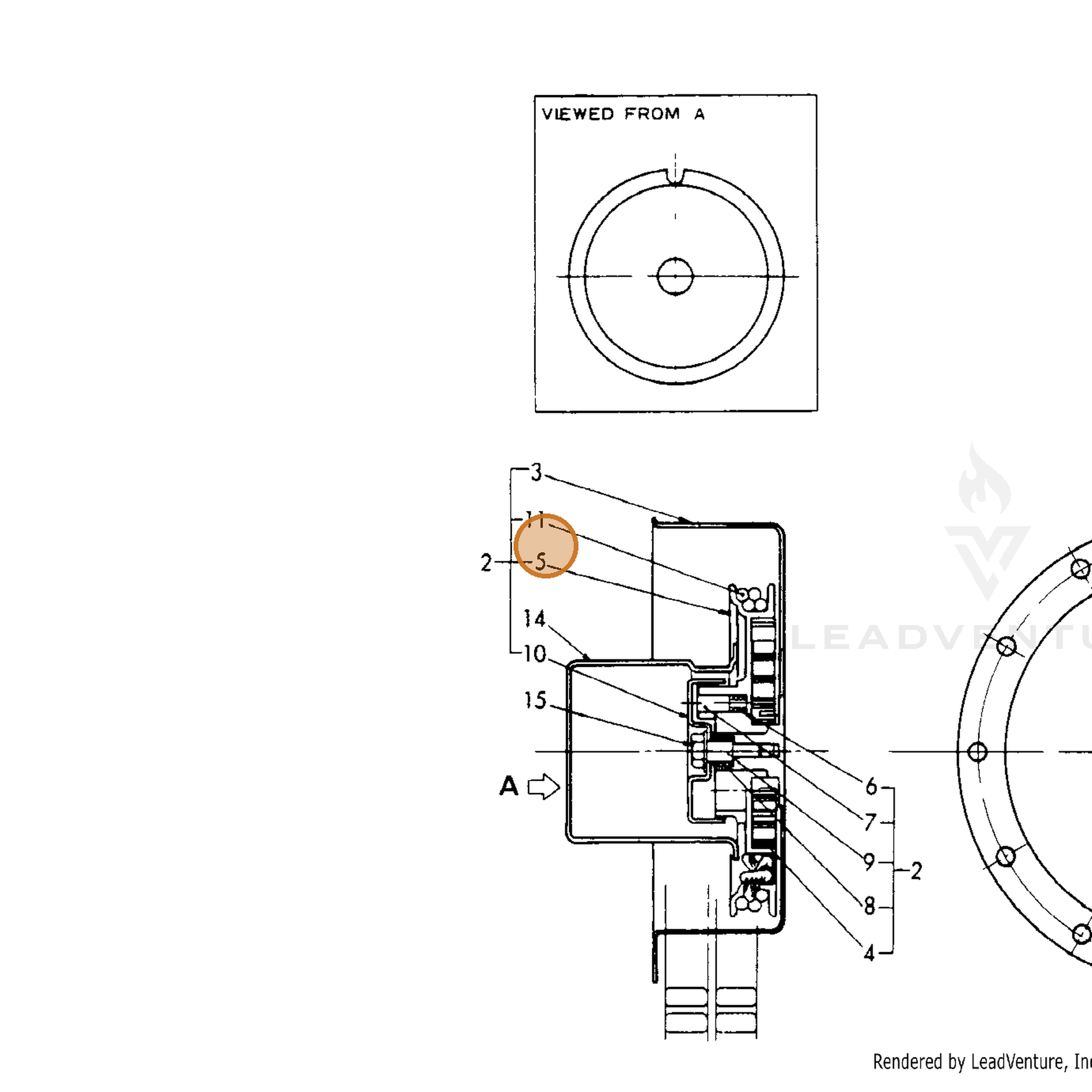 ECHO part Y16064176520 — IPL diagram snippet (6x zoom, amber highlight)
