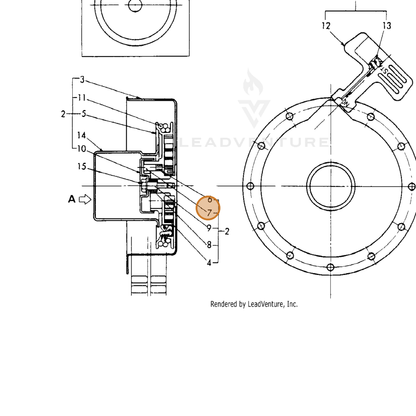 ECHO part Y16064176530 — IPL diagram snippet (6x zoom, amber highlight)