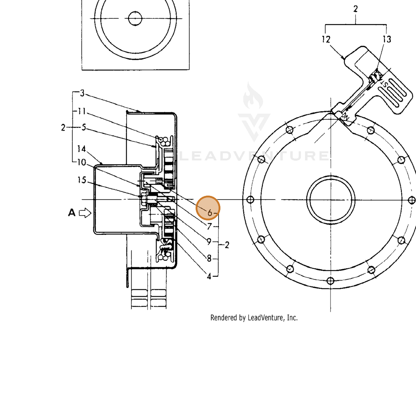 ECHO part Y16064176550 — IPL diagram snippet (6x zoom, amber highlight)