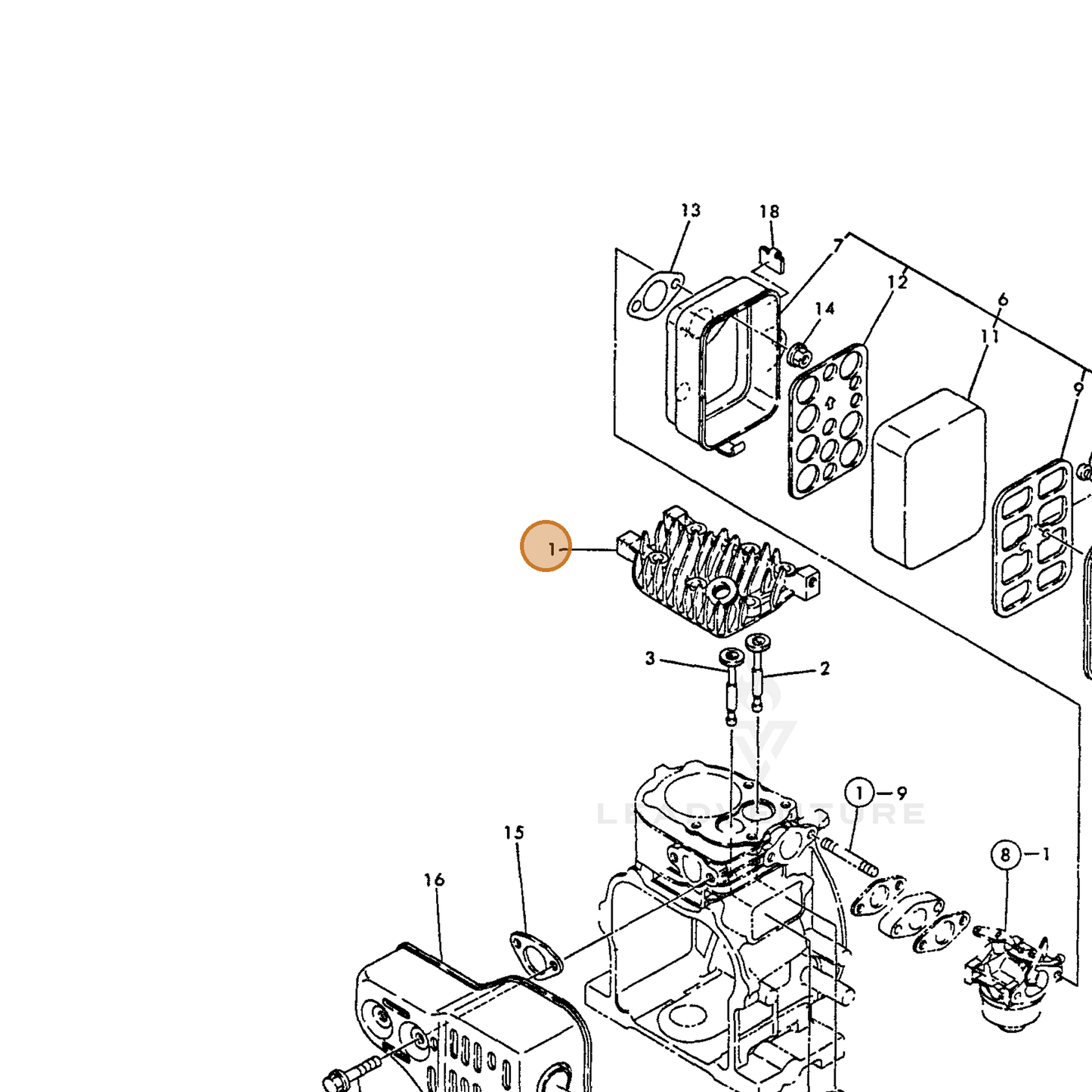 ECHO part Y16066011010 — IPL diagram snippet (6x zoom, amber highlight)