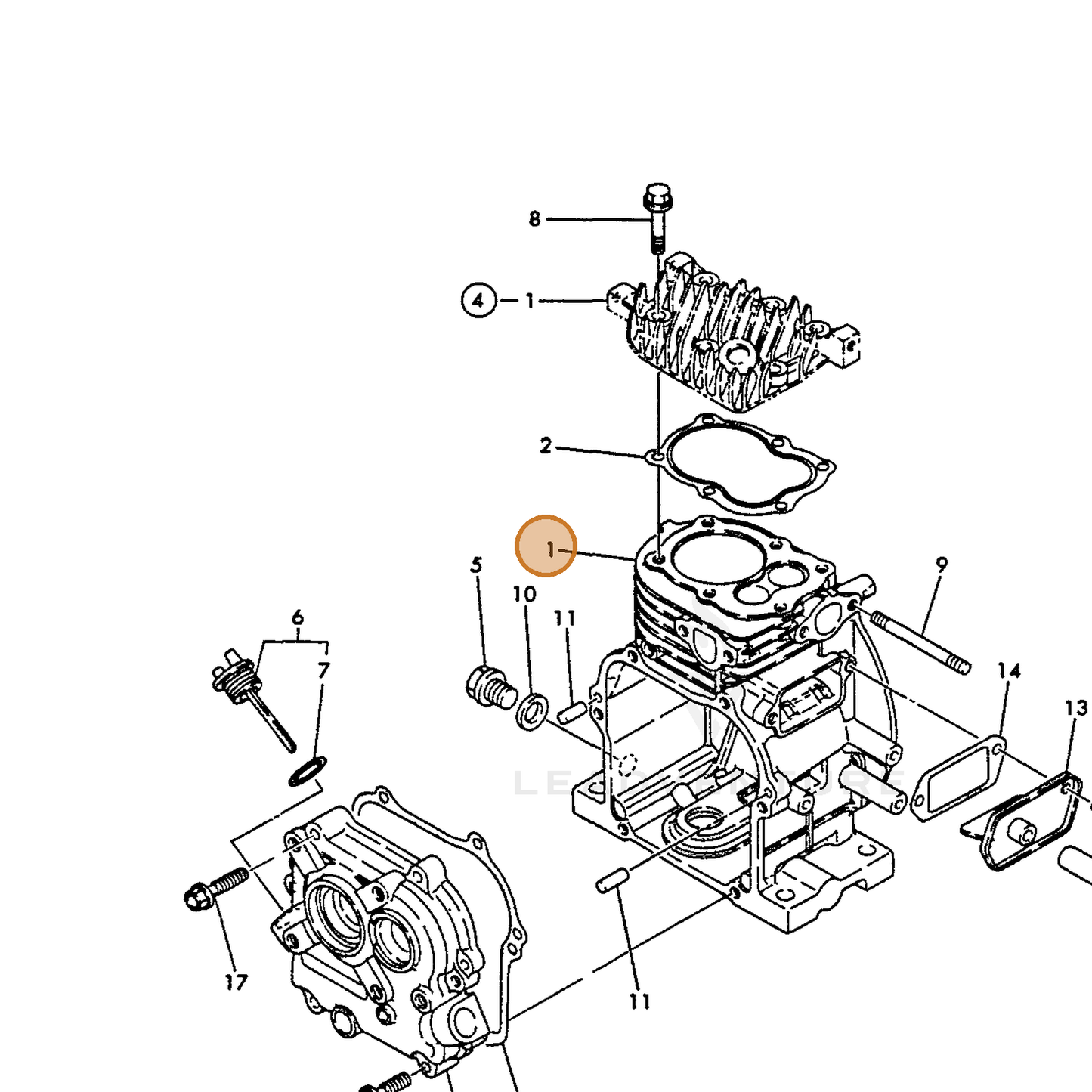 ECHO part Y16066401040 — IPL diagram snippet (6x zoom, amber highlight)
