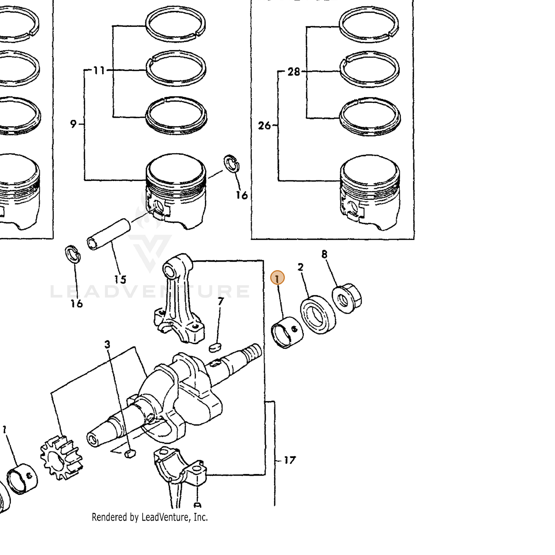 ECHO part Y16066402100 — IPL diagram snippet (6x zoom, amber highlight)