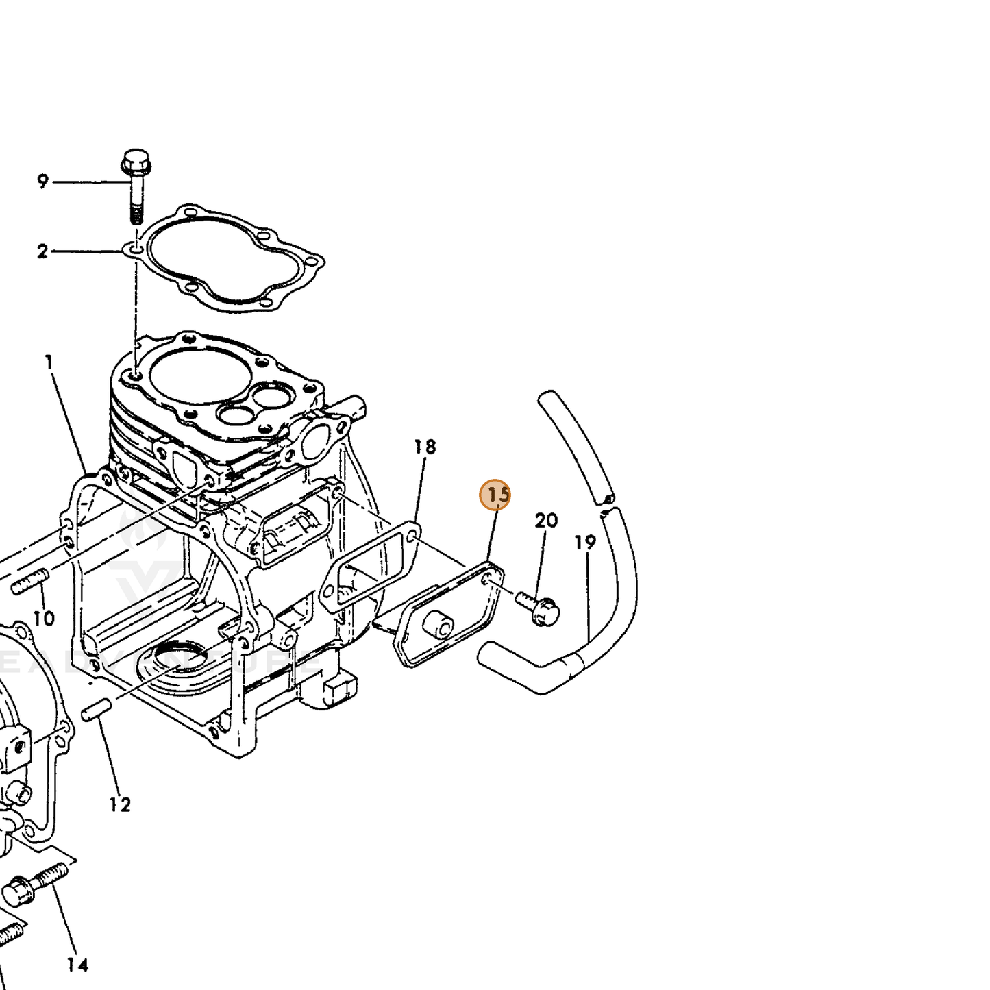ECHO part Y16066403010 — IPL diagram snippet (6x zoom, amber highlight)