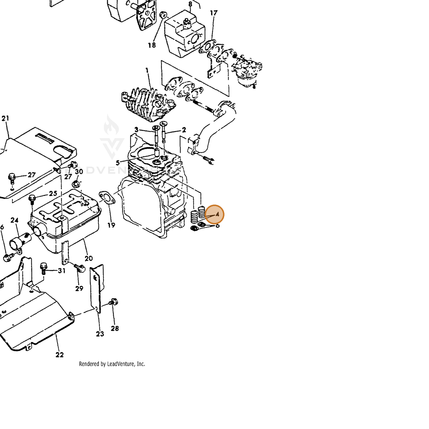 ECHO part Y16066411120 — IPL diagram snippet (6x zoom, amber highlight)