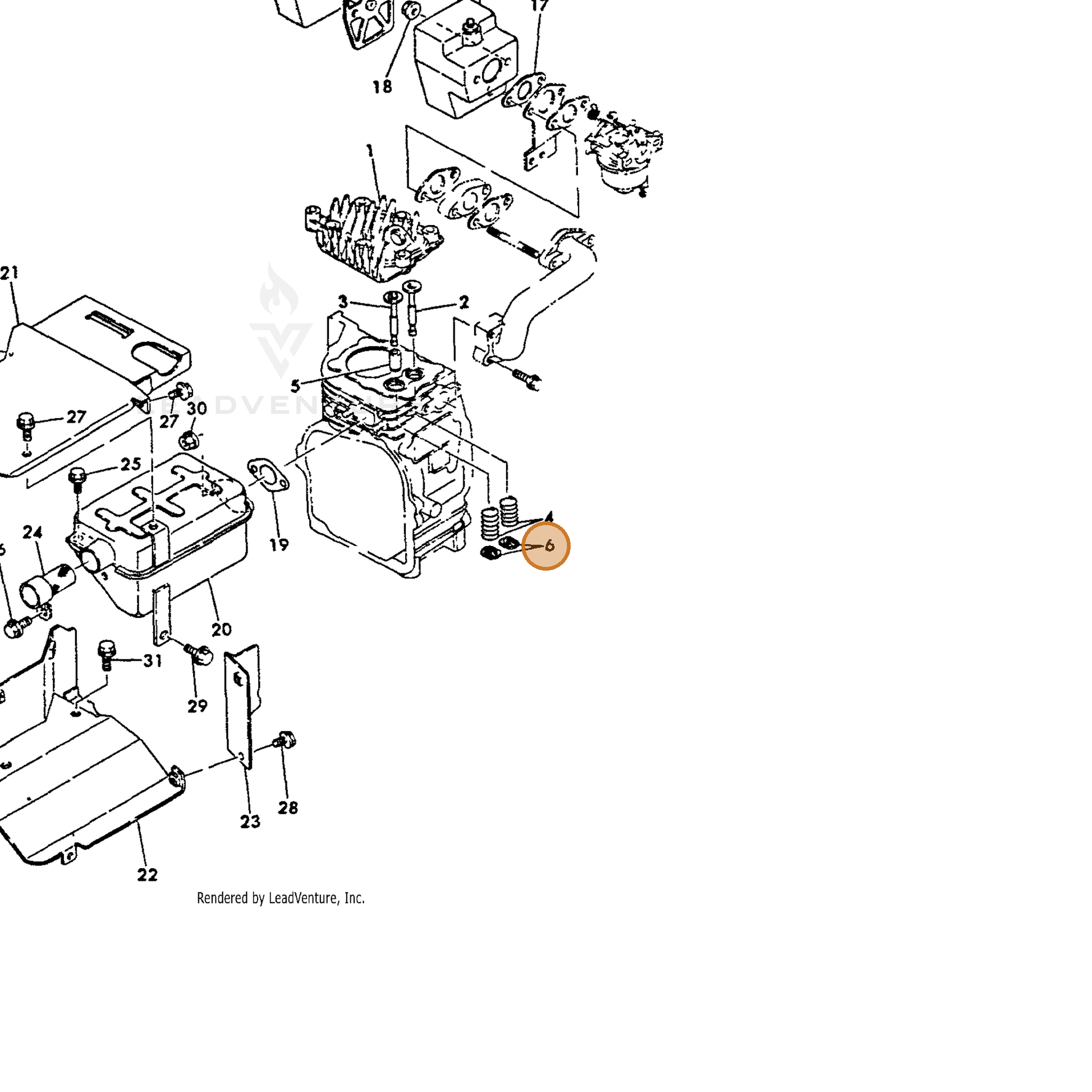 ECHO part Y16066411180 — IPL diagram snippet (6x zoom, amber highlight)